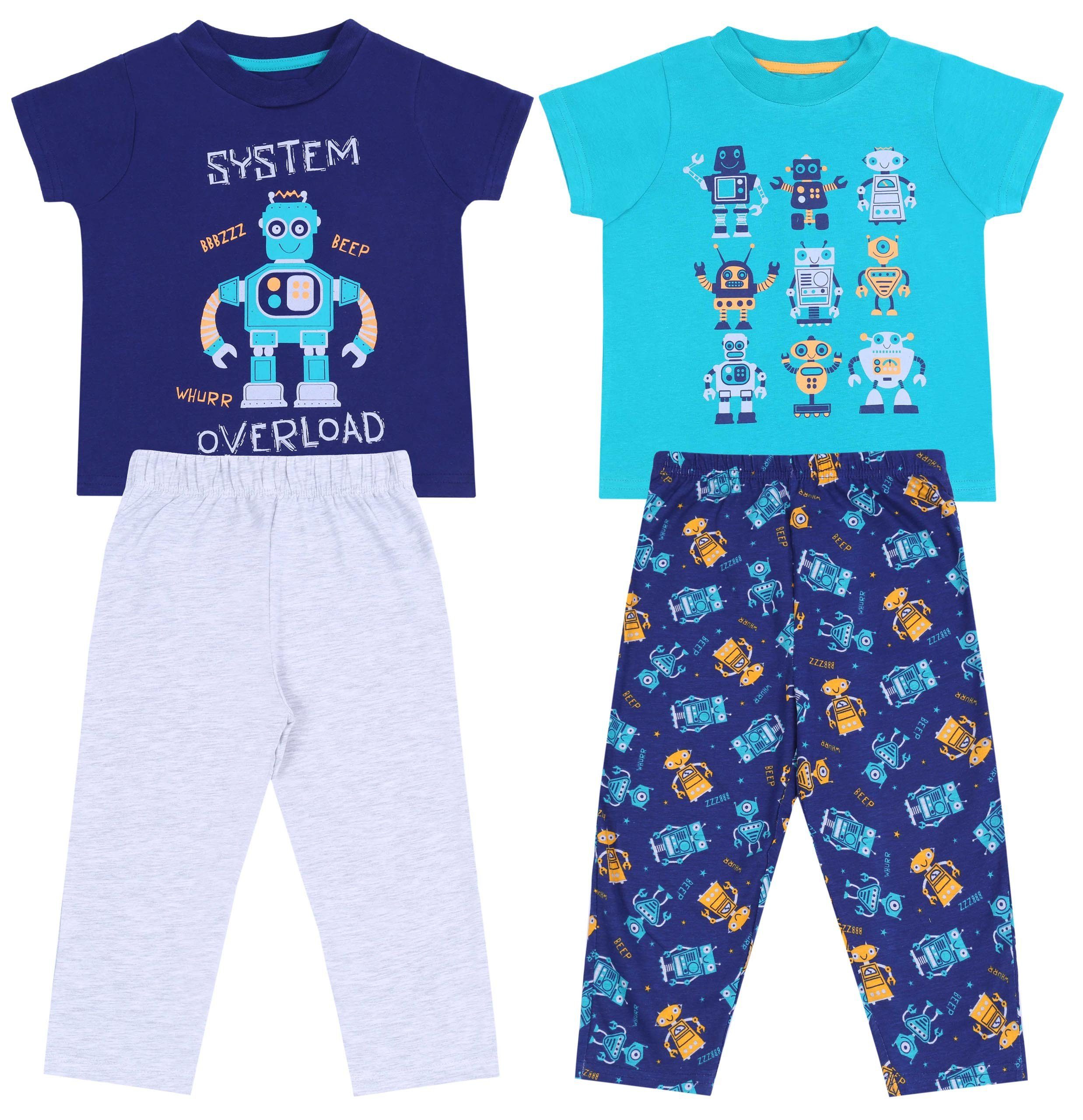 Sarcia.eu Schlafanzug 2x Pyjama für Jungen mit Roboter-Print, kurzärmelig 2-3 Jahre