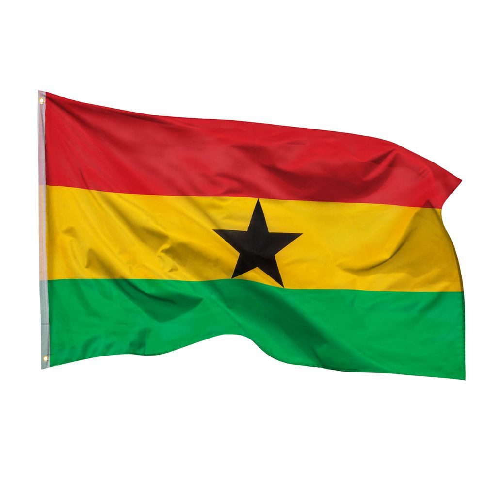 PHENO FLAGS Flagge Ghana Flagge 90 x 150 cm Ghanaische Fahne Ghanafahne (Hissflagge für Fahnenmast), Inkl. 2 Messing Ösen