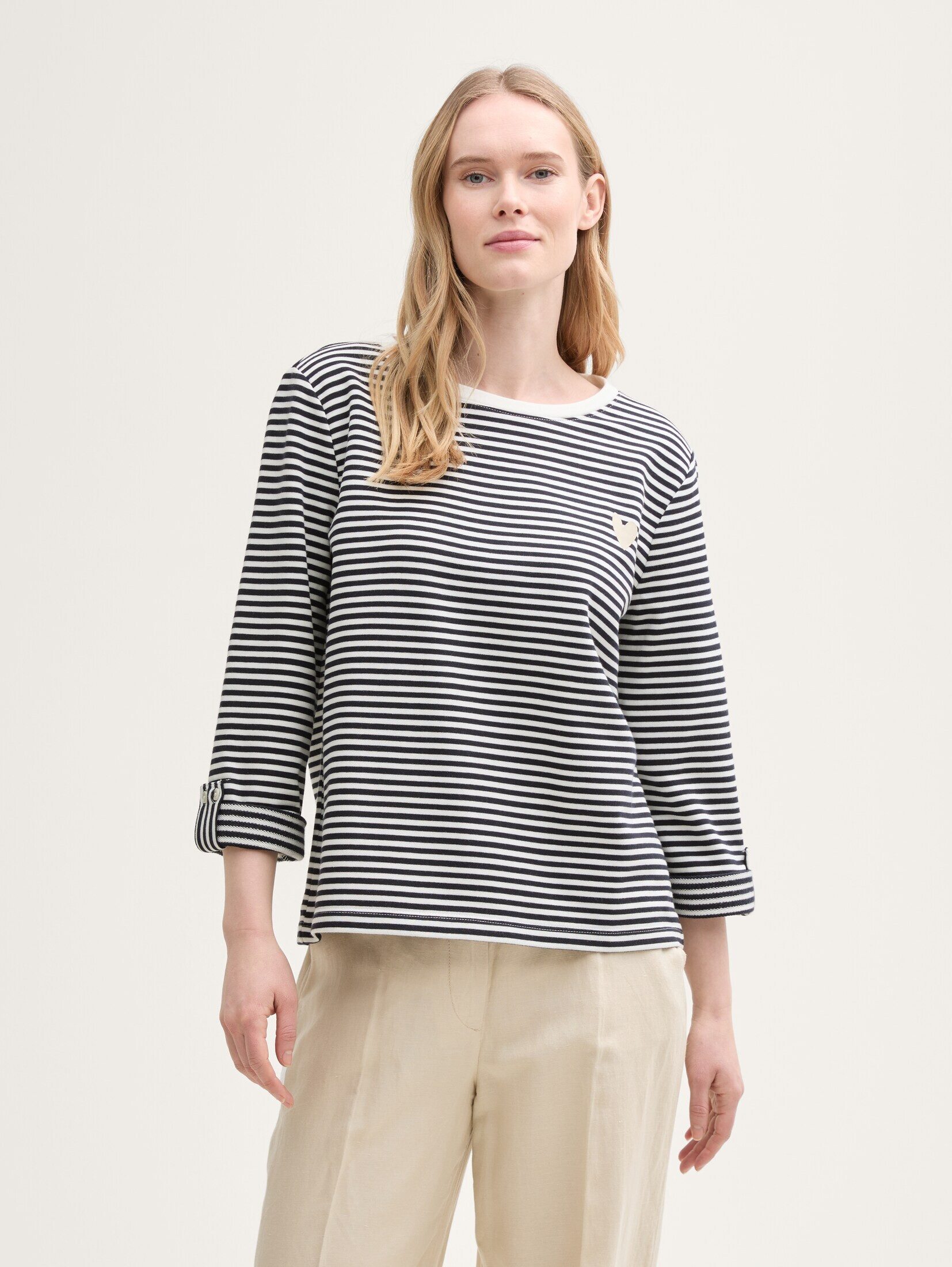Sweatshirt Loose Fit Sweatshirt mit Streifenmuster