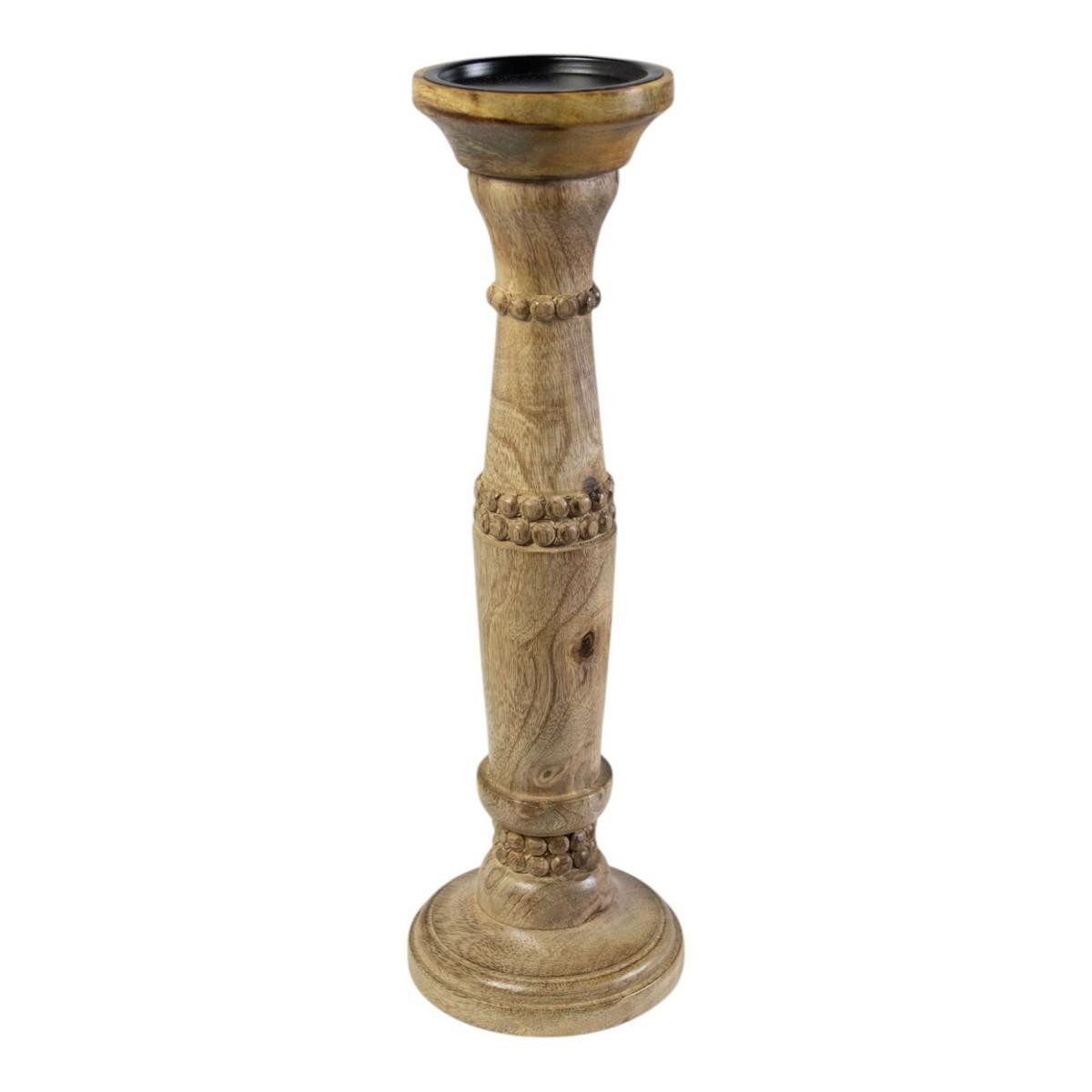 INNA-Glas Kerzenhalter Kerzenleuchter BRANTLEY, aus Mangoholz, braun, 40cm, Ø10cm