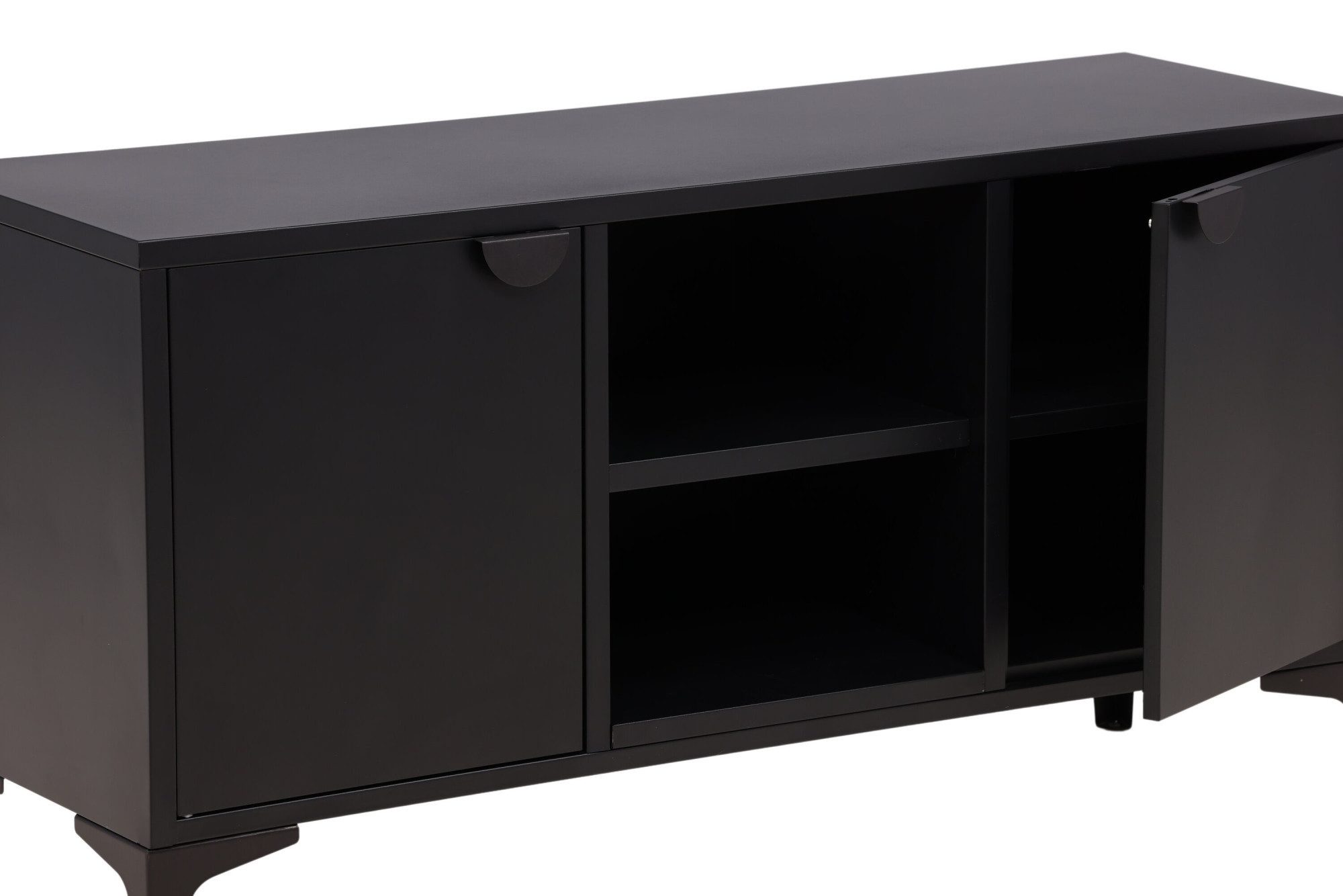 Venture Home TV-Board Piring, TV-Board aus Stahl, Industrial, Breite 120 cm, TV-Möbel, Pulverbeschichtung, Türen, offene Fächer, modern