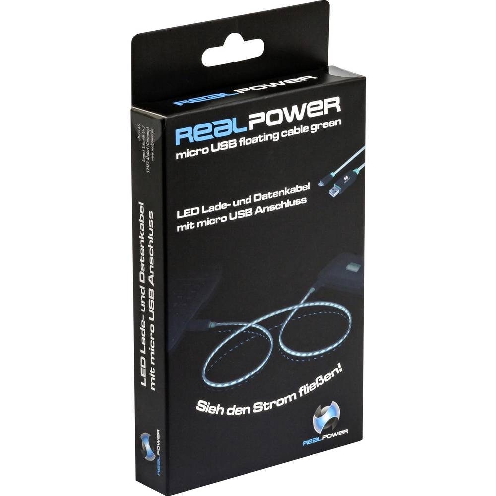 Realpower LED Lade- und Datenkabel mit micro USB Anschluss 187656 USB-Kabel, mit LED