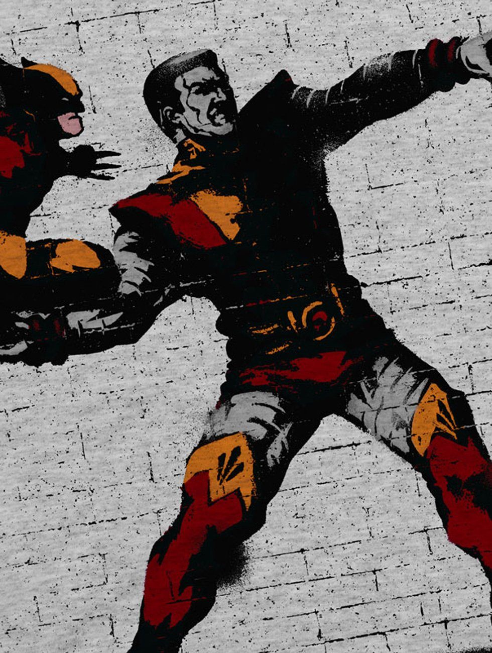 style3 Print-Shirt Pitch Herren kino comic mutant T-Shirt meliert grau Wolverine banksy