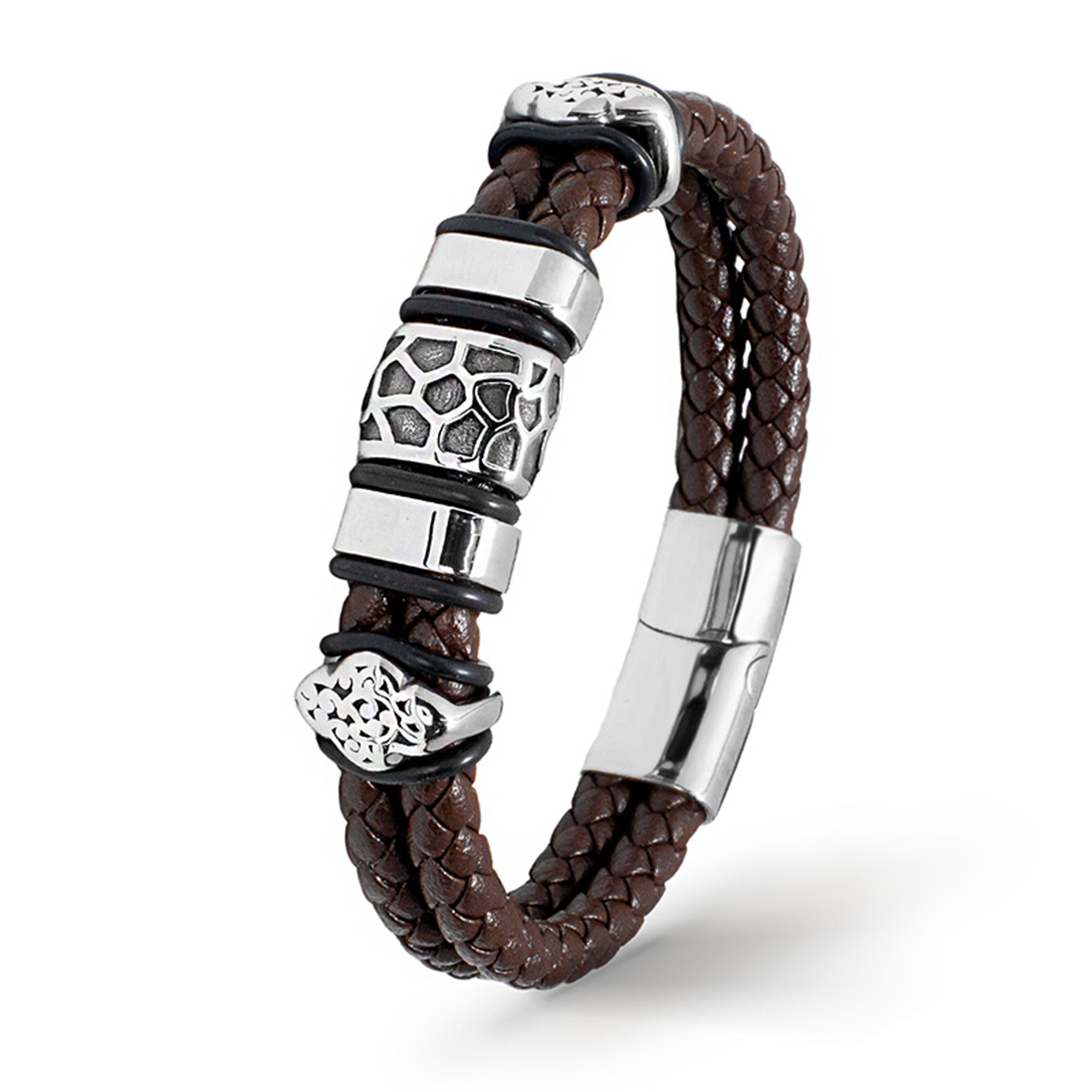 UNIQAL.de Lederarmband Lederarmband Herren "THE GAMBLER" Geflochten (Edelstahl, Echtleder, Casual Style, Handgefertigt)