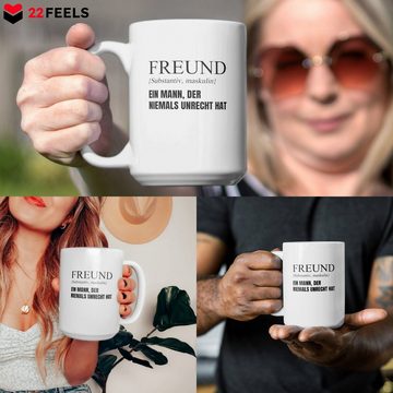 22Feels Tasse Freund Geschenk Jahrestag Ihn Valentinstag Männer 1 Jahr Weihnachten, Keramik, XL, Made In Germany, Spülmaschinenfest