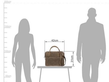 Bear Design Aktentasche Dark-Nature Leder, Umhängetasche, Business-Tasche 42x13cm. Damen und Herren, Antikleder