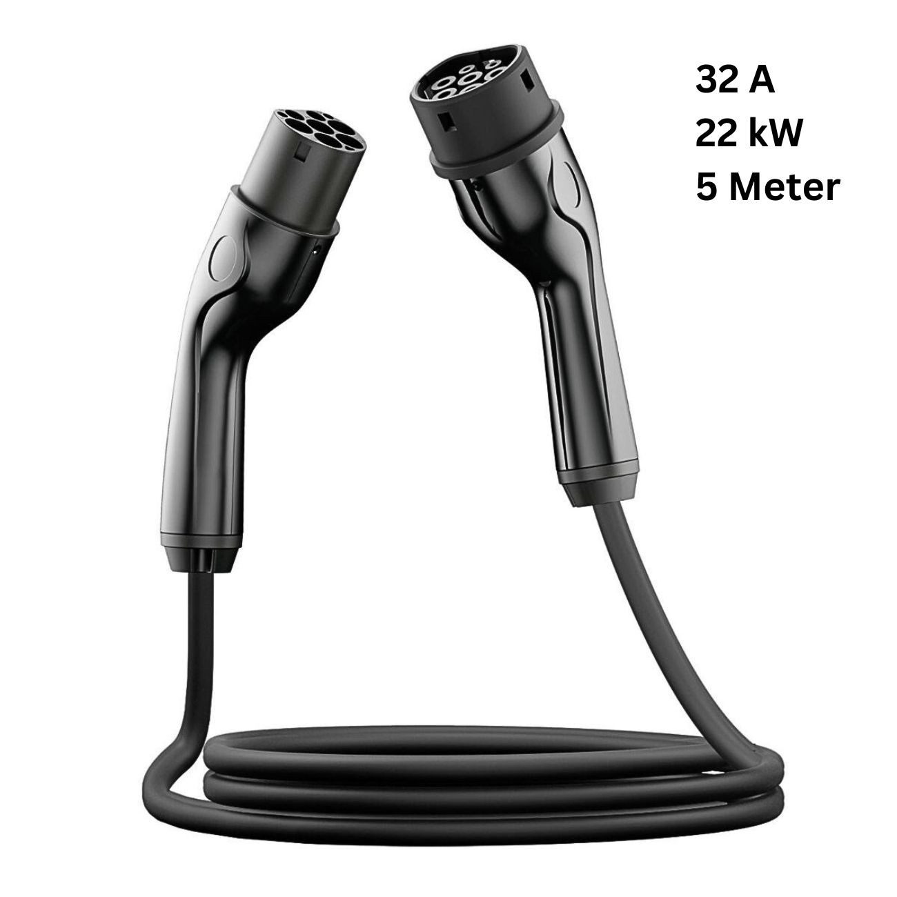 EM2GO EM2GO Typ 2, EV-Verbindungskabel, 32A, 22kW, 5m Autoladekabel, (500 cm), Außen
