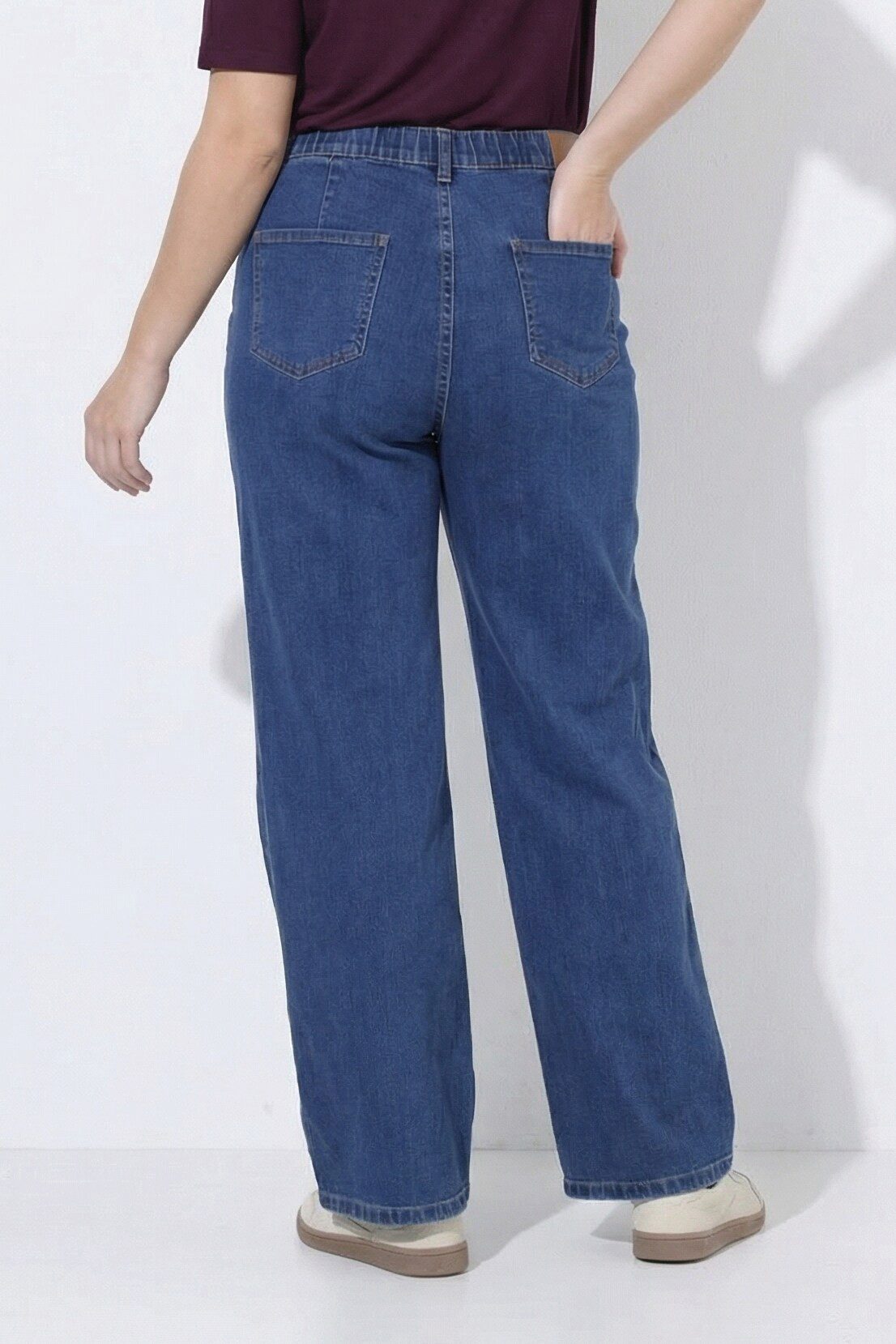 Ulla Popken Regular-fit-Jeans Jeans Mony weites Bein Reißverschlusstaschen