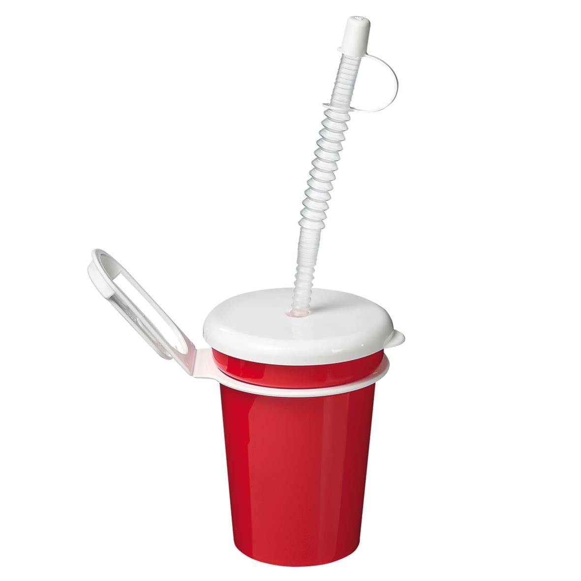 elasto Becher Moderner Mehrweg-Trinkbecher 300 ml mit Trinkhalm, Made in Germany, Bruchfest, 100% recyclebar, Wasserbecher