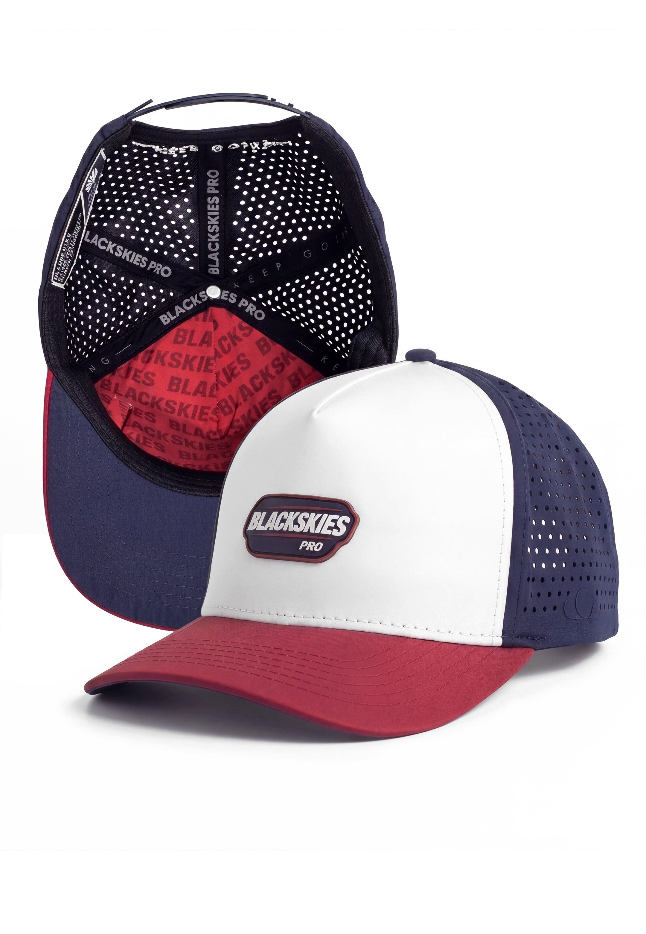 Blackskies Baseball Cap Pro Flow Sports Performance Cap White-Blue-Red