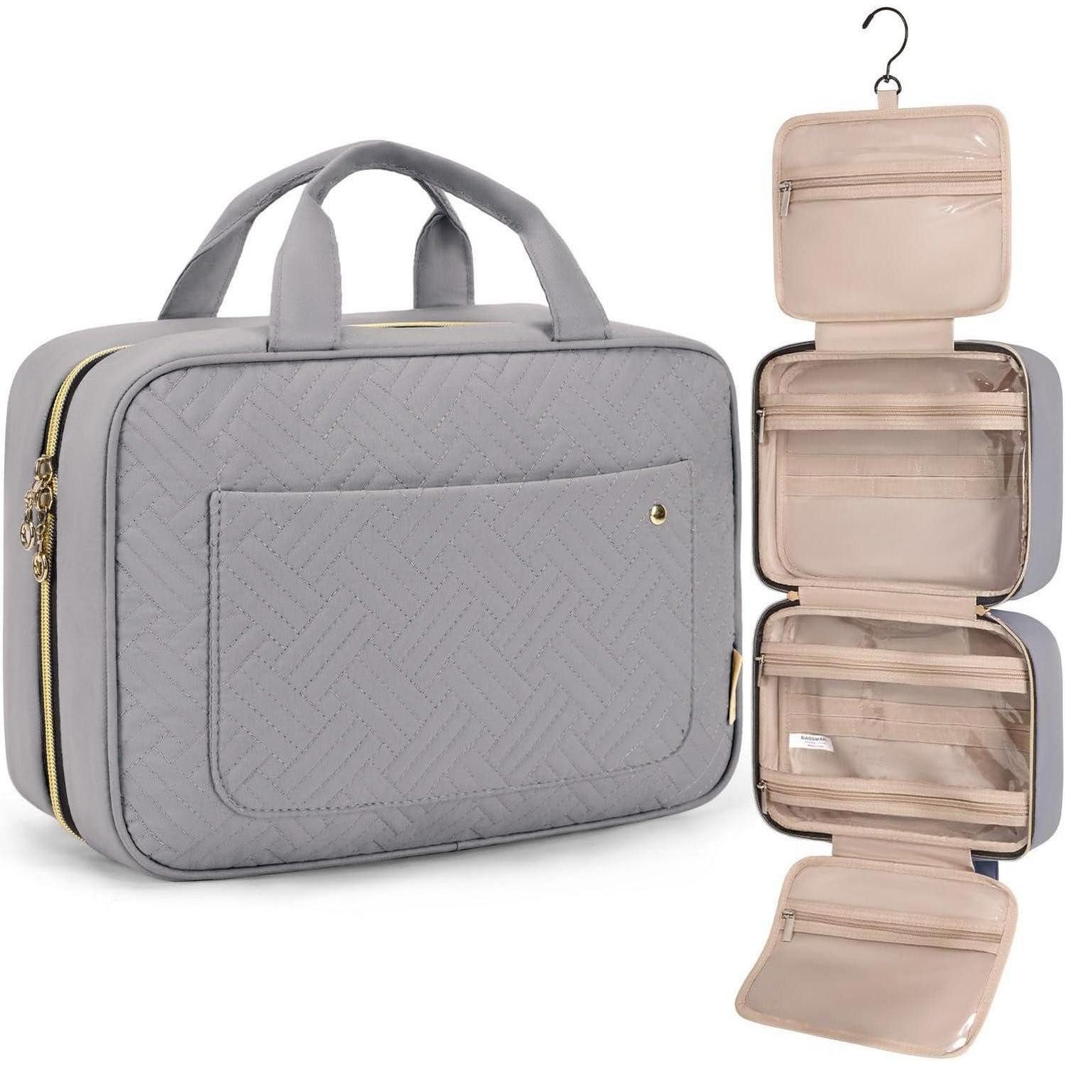 LuxusKollektion Kulturbeutel Kulturbeutel Damen Transparent Aufhängen Kosmetiktasche M-grau