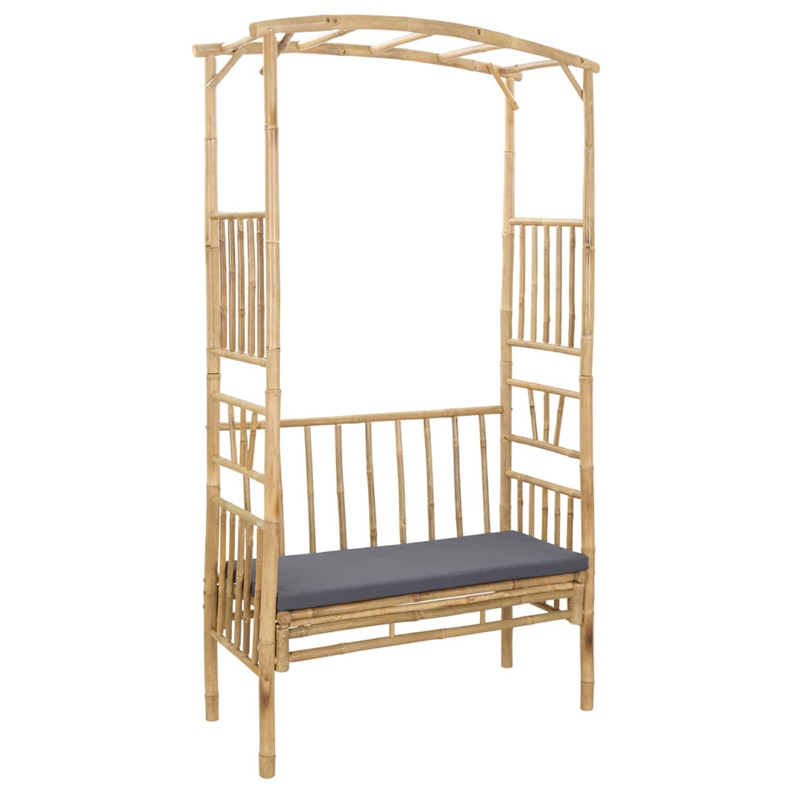 vidaXL Pergola Gartenbogen mit Bank Natur 115 x 50 x 205 cm Bambus, (1-tlg)