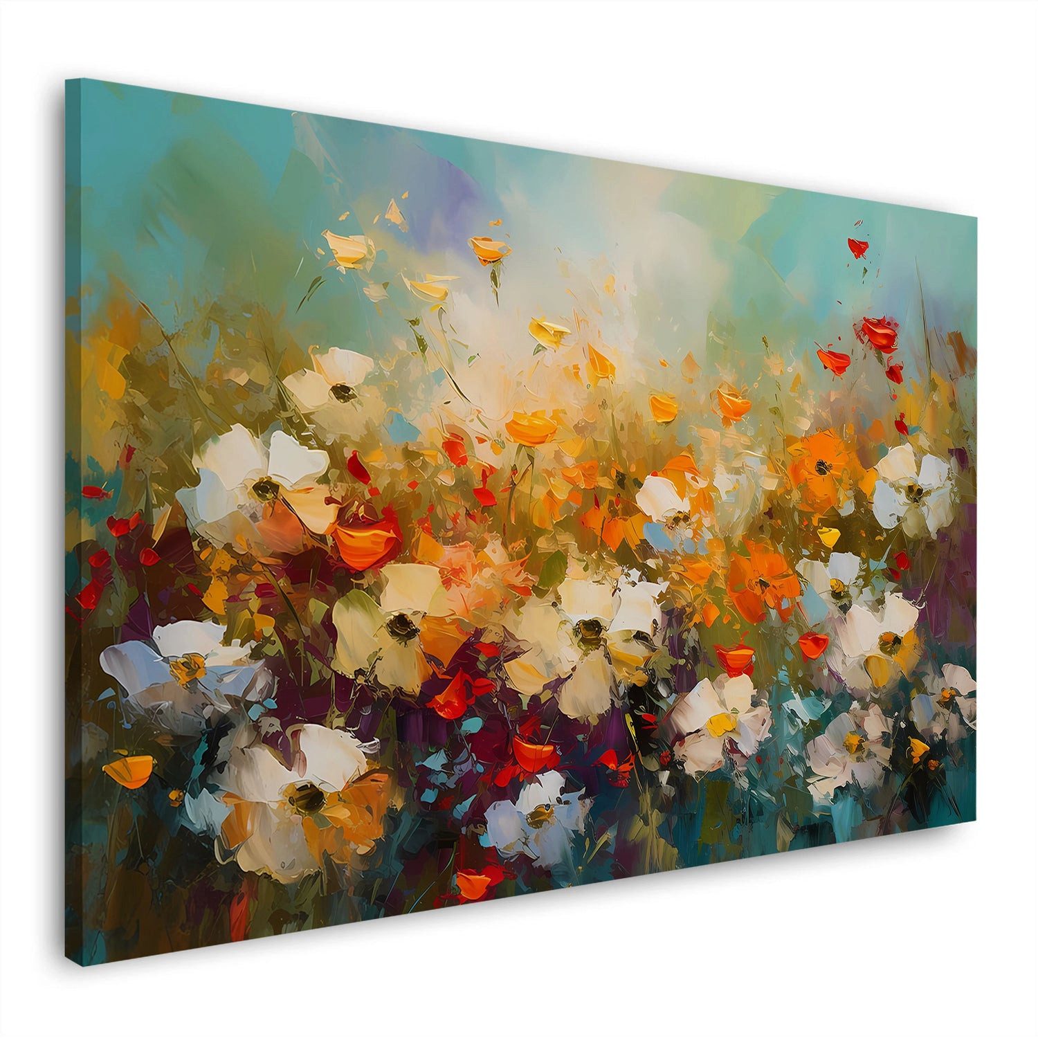 Artedinoi Leinwandbild Abstrakt Blumenwiese lebendig Wandbild Leinwandbild Kunstdruck XL Wand, Lebendige Blumenwiese, abstrakt