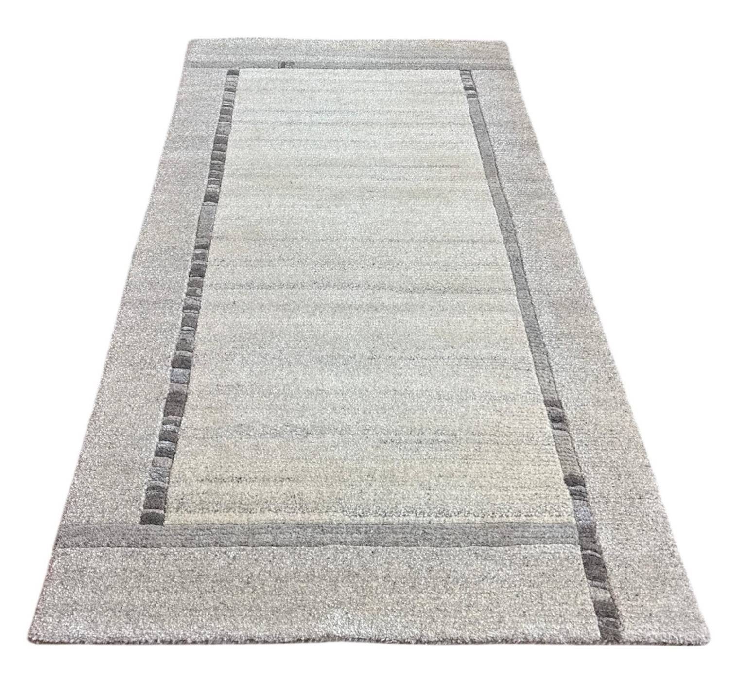 Rug Studios Teppich NEPAL NATUR - HANDGEKNÜPFT, Rechteckig, Höhe: 20 mm, Handgeknüpft, 70 x 140 cm, Silber-Grau