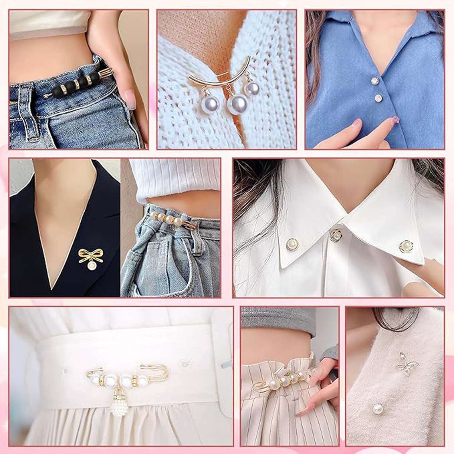 Zaewry Anstecknadel Set 80 Stück Perlen Brosche Damen Hose Enger Machen Clip Perlen (80-tlg)