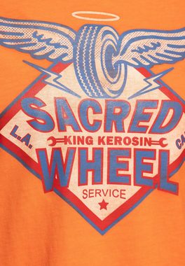 KingKerosin Print-Shirt Sacred Wheel (1-tlg) Oil-Washed mit Print
