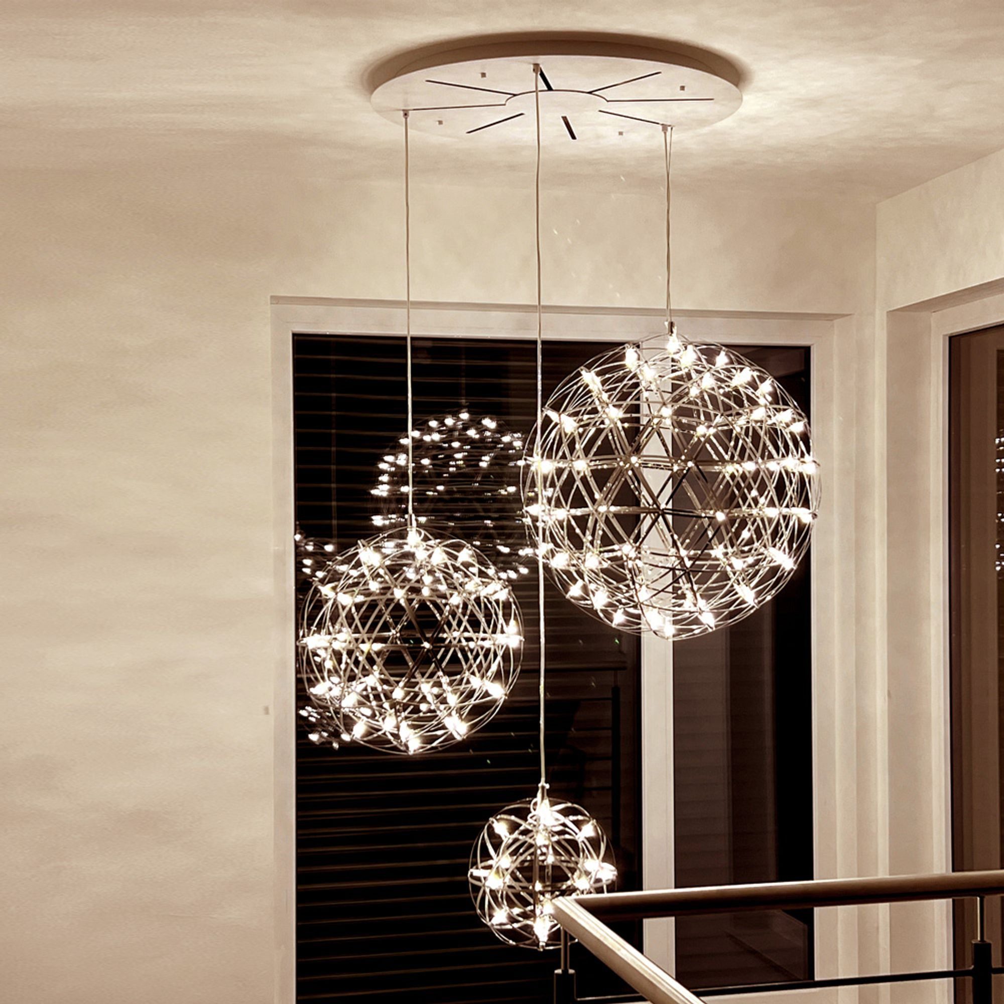 s.luce Pendelleuchte XL LED Hängeleuchten-Kombination Atom Modular Schwarzchrom, Warmweiß