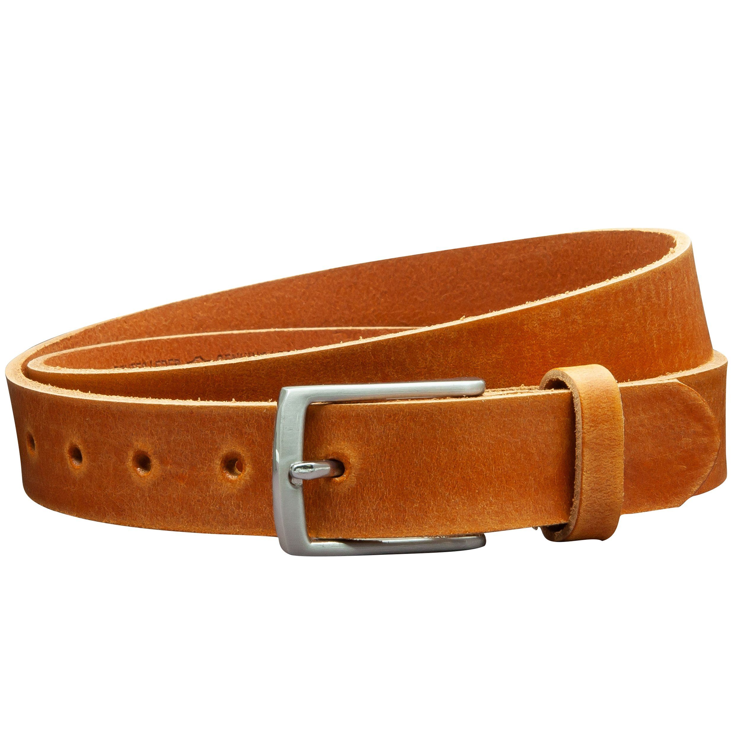 COLOGNEBELT Ledergürtel OM311-GE-Cognac MADE IN GERMANY, Cognac Kürzbar, 100 % Echtleder, Aus einem Stück, Unisex