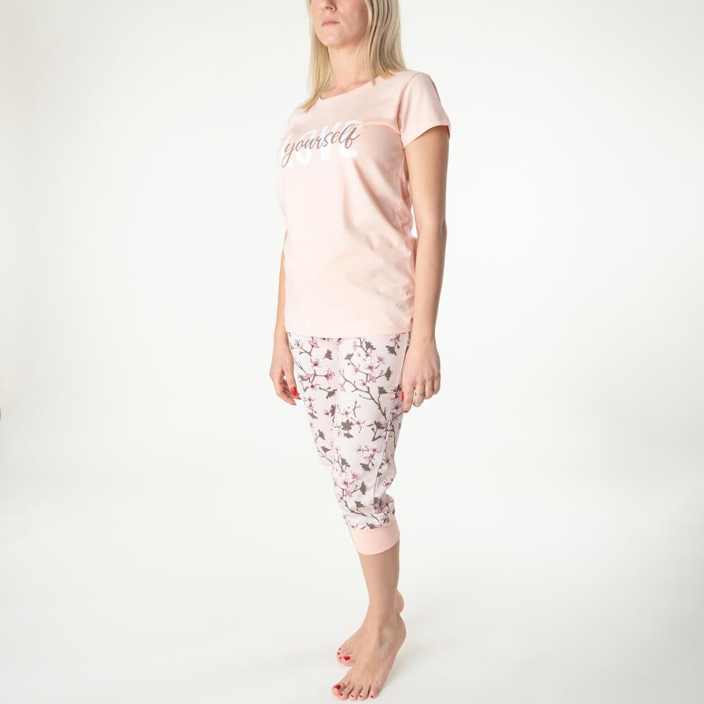 Jasmil Capri-Pyjama »mit kurzen Ärmeln und Hosen 100 % Baumwolle Große 36-46 «