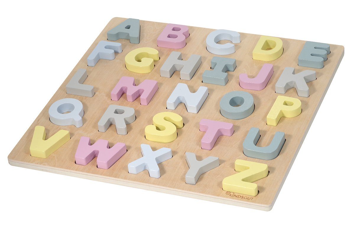 KINDSGUT Puzzle ABC-Puzzle, 26 Puzzleteile, Holzpuzzle zur Förderung der Motorik