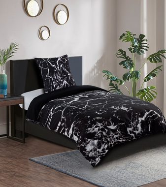 Bettwäsche Marmor Schwarz 135x200 cm, Bettbezug und Kissenbezug, Sanilo, Baumwolle, 2 teilig