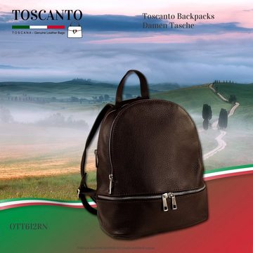Toscanto Cityrucksack Toscanto Damen Cityrucksack Leder Tasche (Cityrucksack), Damen Cityrucksack Leder, braun, Größe ca. 32cm