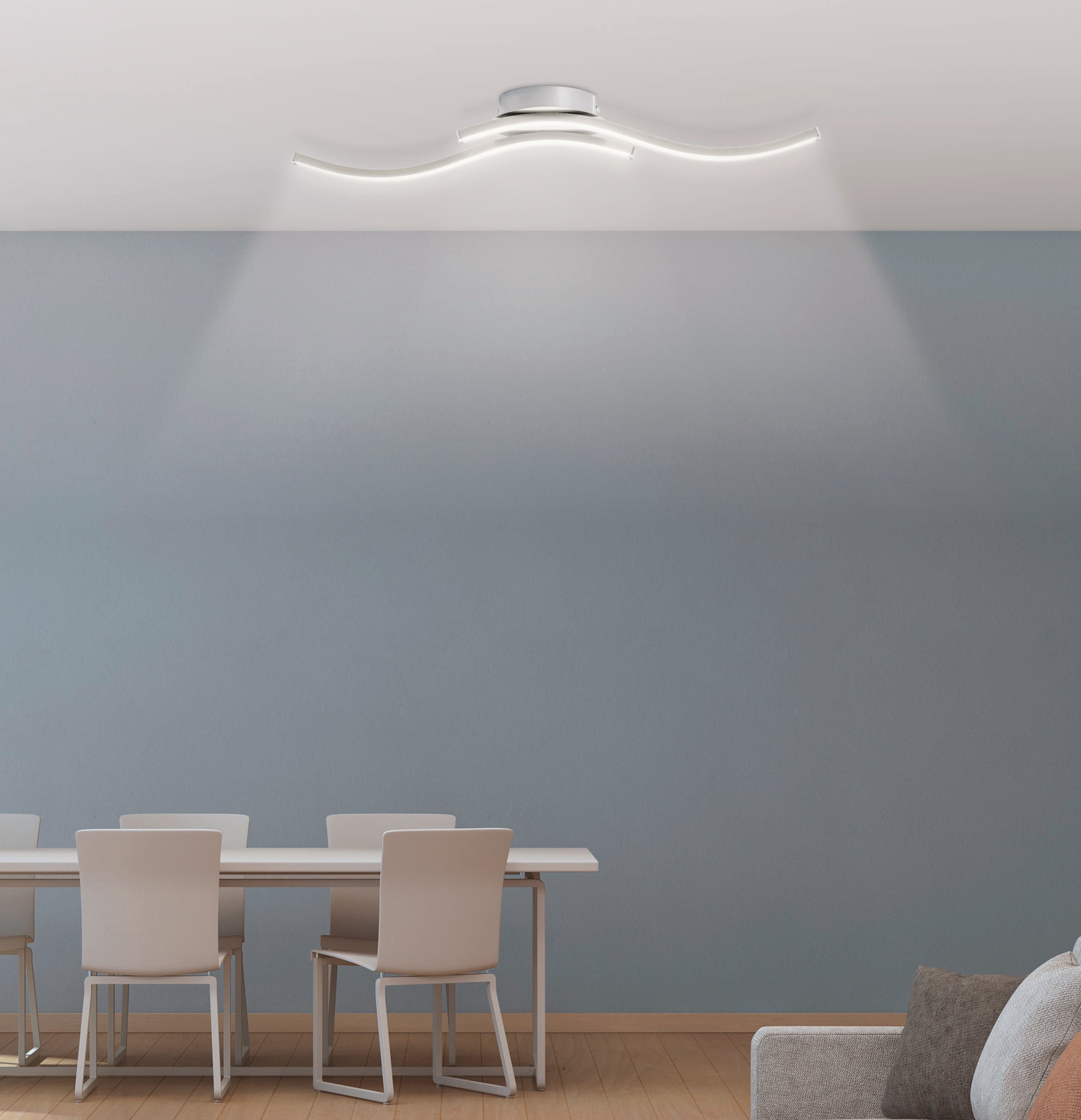 TRANGO LED Deckenleuchte, 3159 Design LED-Deckenleuchte Serie *WAVE* I 2 Fl günstig online kaufen