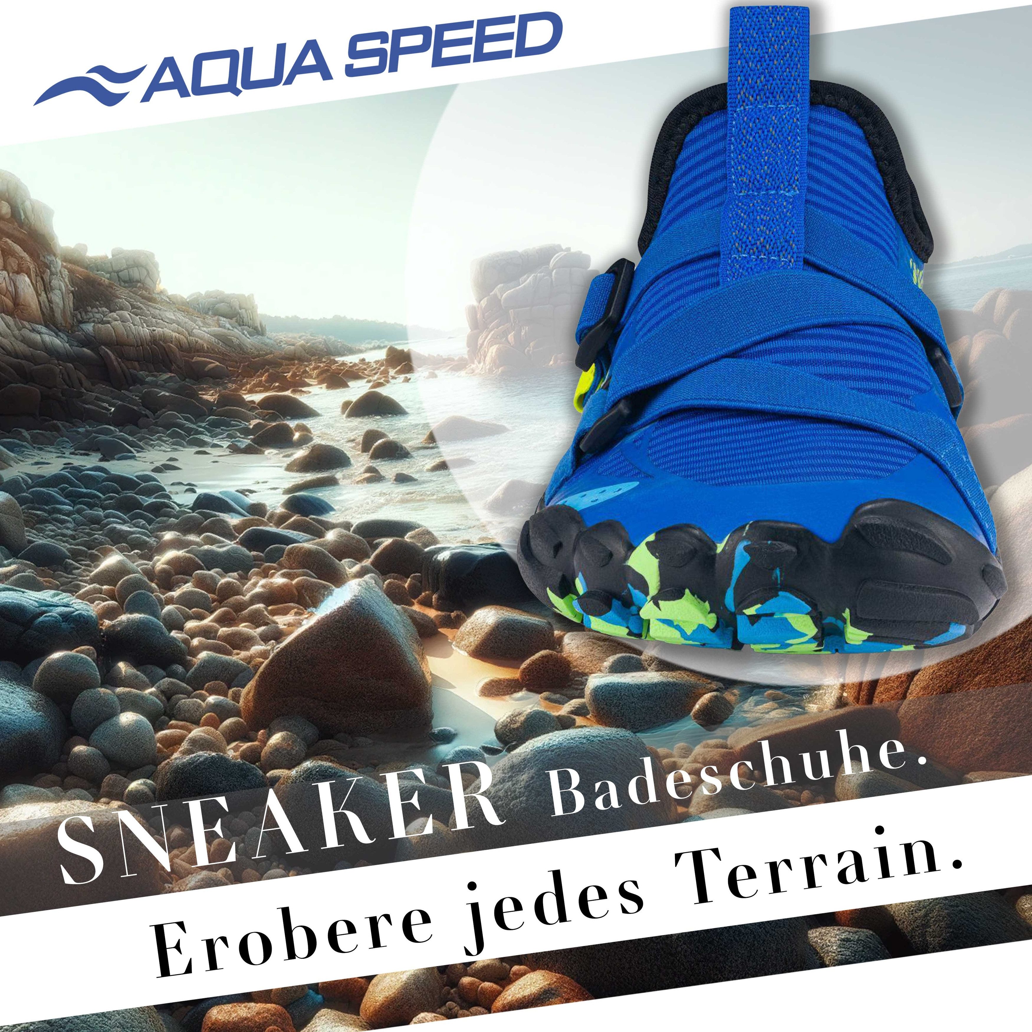 Aqua Speed Rutschfeste LACERTO Gr. 42 – Blau/Hellblau + Handtuch Wasserschu günstig online kaufen