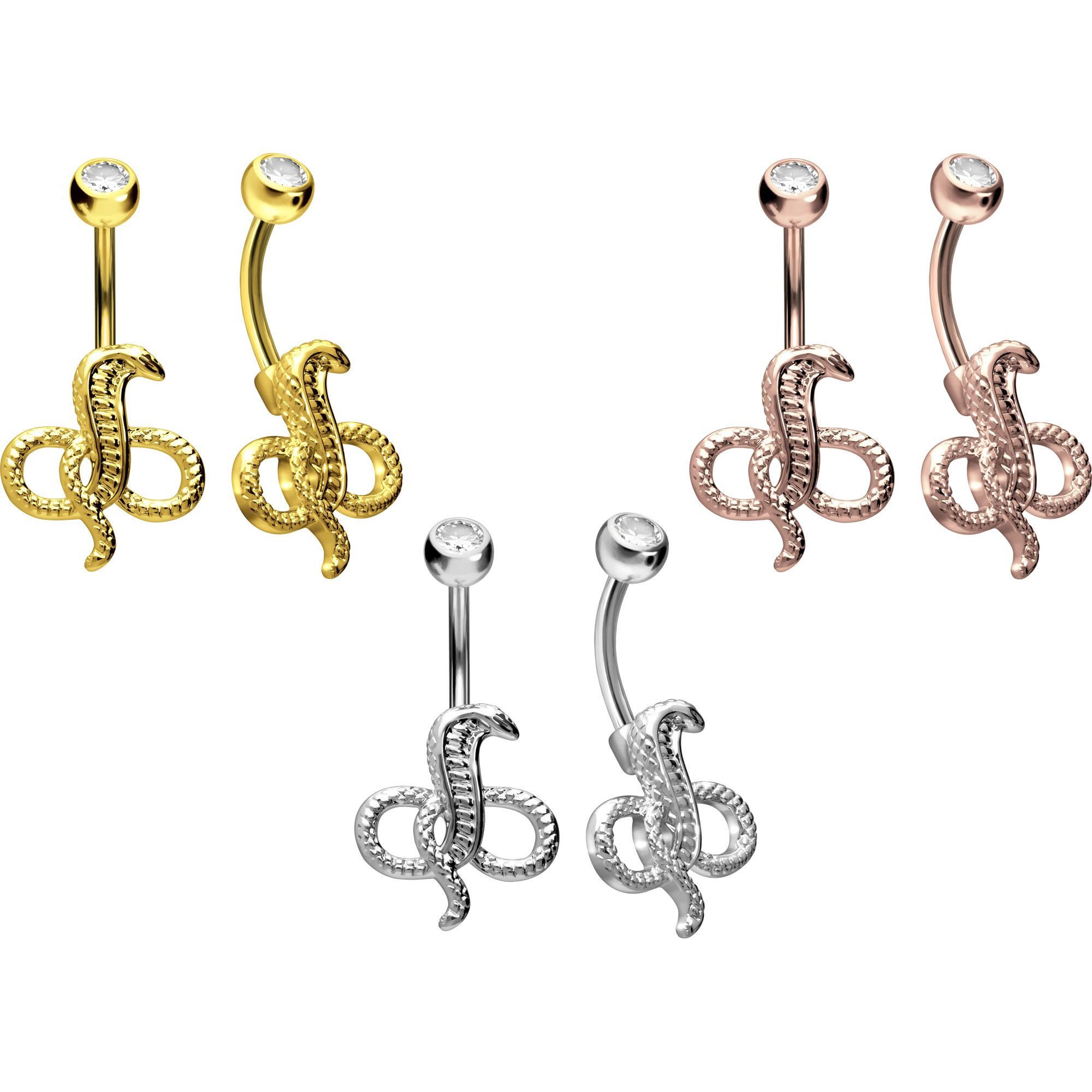 PIERCINGLINE Bauchnabelpiercing Chirurgenstahl Bananabell mit Brass-Design KOBRA (Bananabells, 1-tlg)