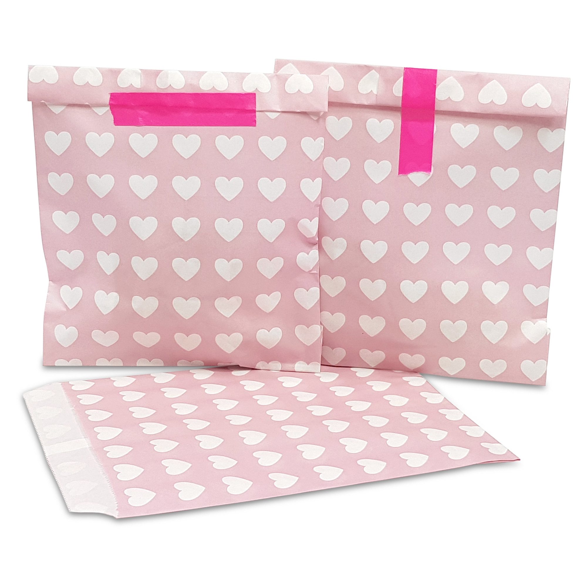 Frau WUNDERVoll Papierdekoration 25 Papiertüten - rosa mit Herzen