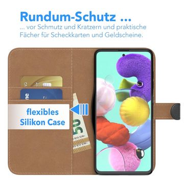 EAZY CASE Handyhülle Uni Bookstyle für Samsung Galaxy A51 6,5 Zoll, Schutzhülle mit Standfunktion Kartenfach Handytasche aufklappbar Etui
