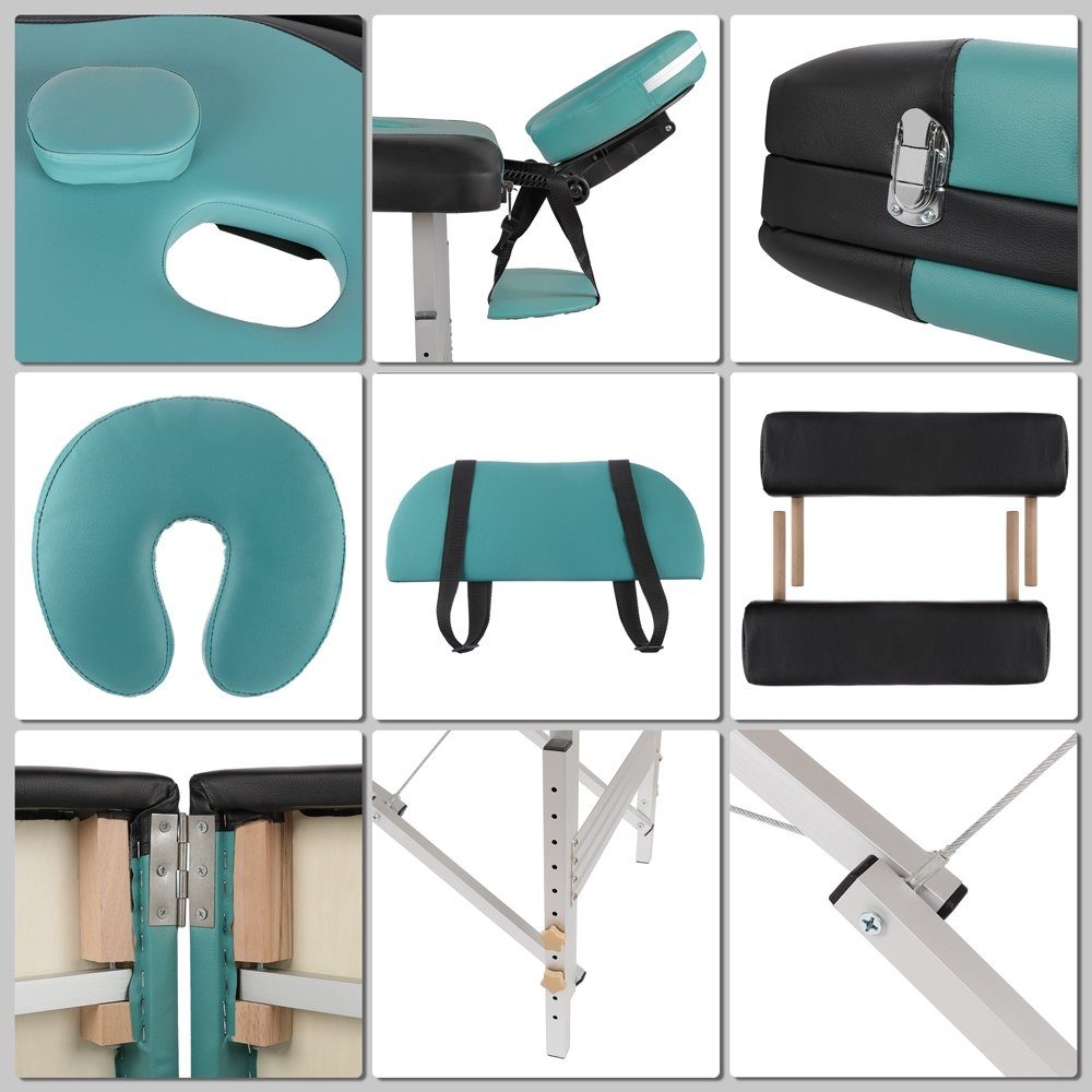Mucola Massageliege Massageliege 3Zonen Kopfstütze Ergonomisch Leicht Tasche Kosmetikliege (Stück, 1-St., Premium-Liege), Extra dicke Polsterung