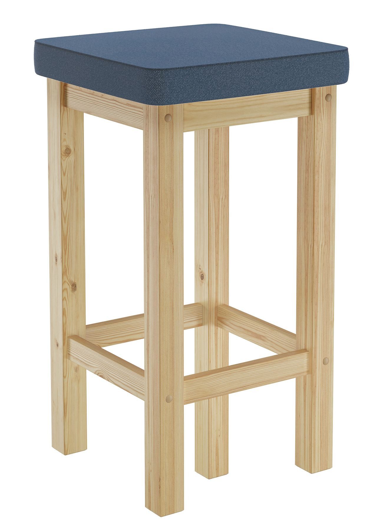 ERST-HOLZ Arbeitshocker Holzhocker Barhocker Verschiedene Polsterfarben 60 cm Kiefer