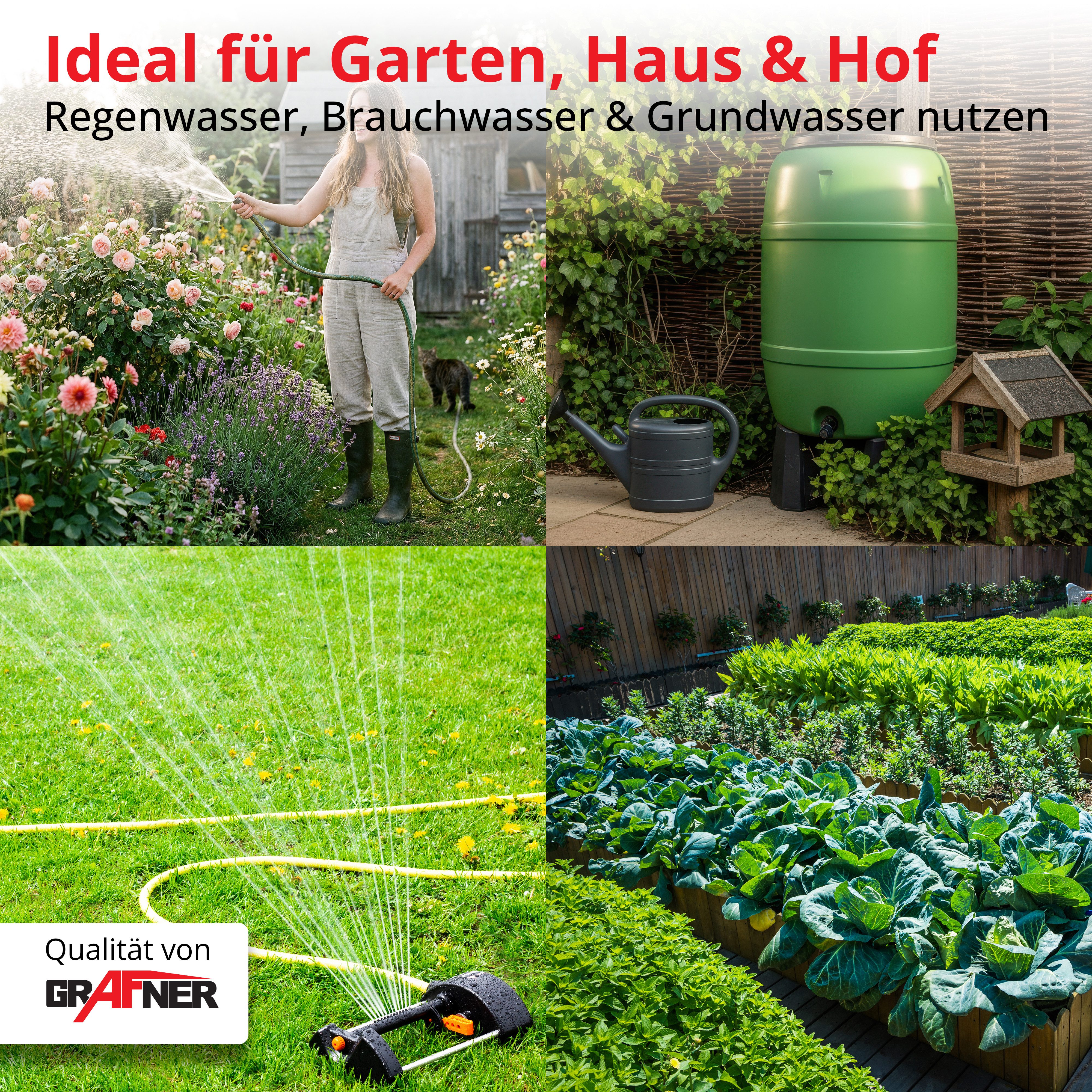 Grafner Gartenpumpe Gartenpumpe 600 Watt max. 2800L/h Fördermenge 600W Pumpe, Max. Fördermenge: 2800 l/h