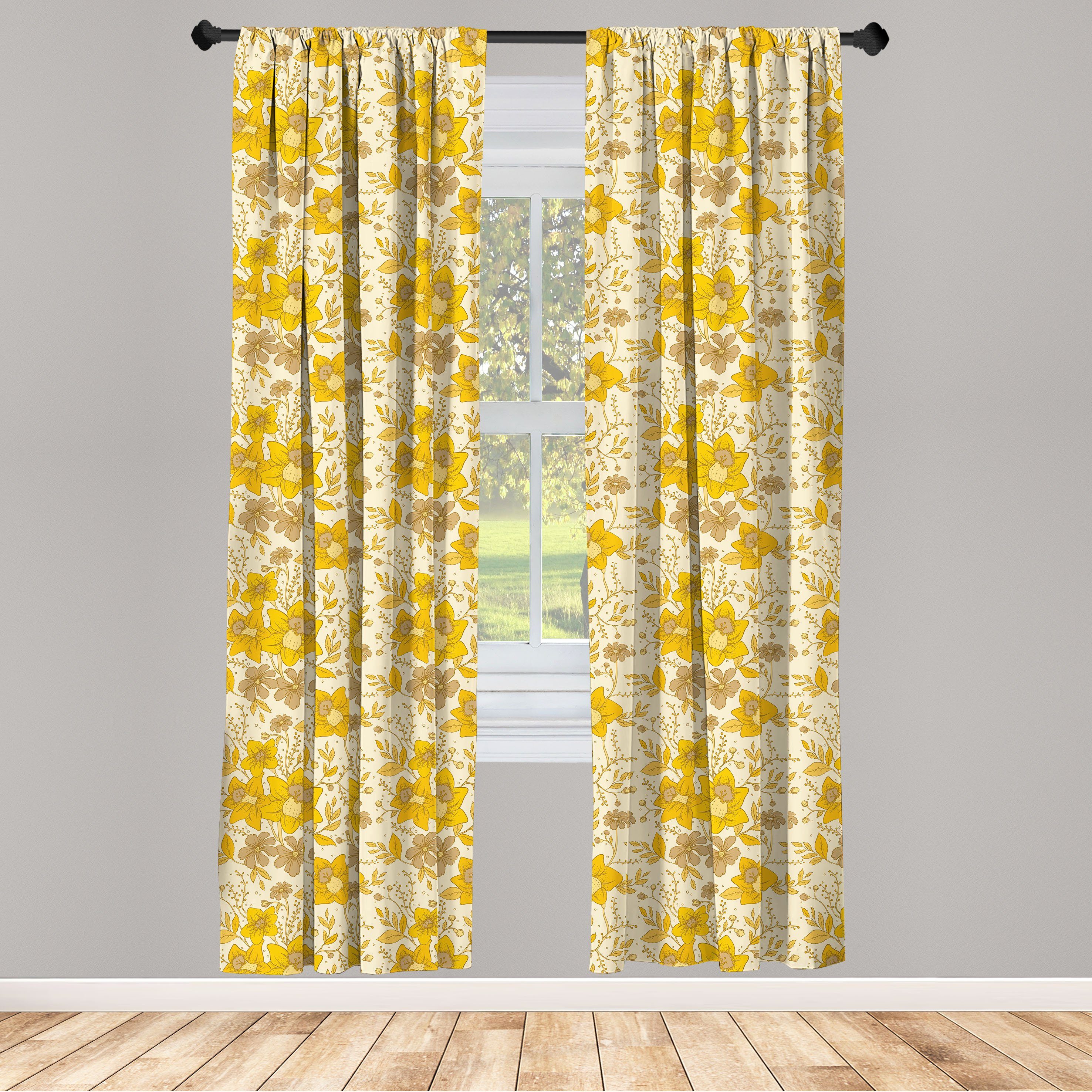 Gardine Vorhang für Wohnzimmer Schlafzimmer Dekor, Abakuhaus, Microfaser, Blumen Romantik Abstrakt Blume