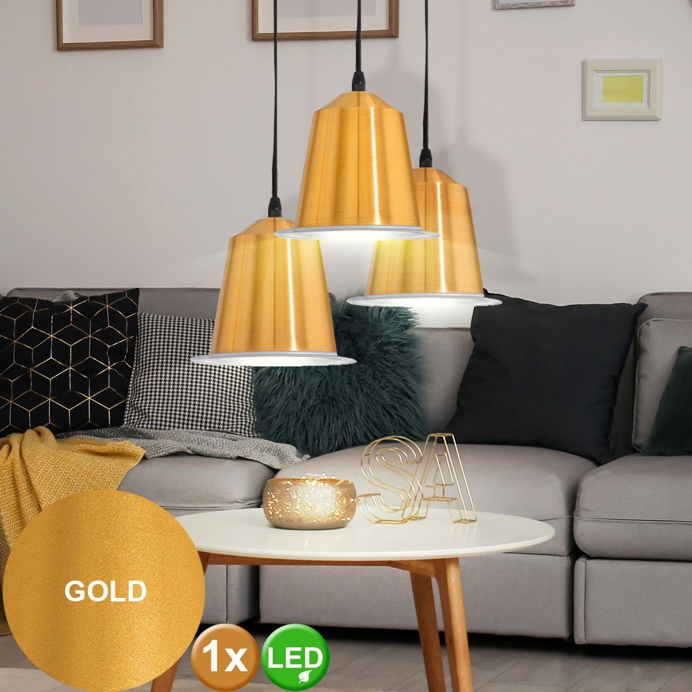 EGLO LED Pendelleuchte, Leuchtmittel inklusive, Warmweiß, LED 5 Watt Pendel Leuchte Gold Metallic Beleuchtung Hänge Lampe