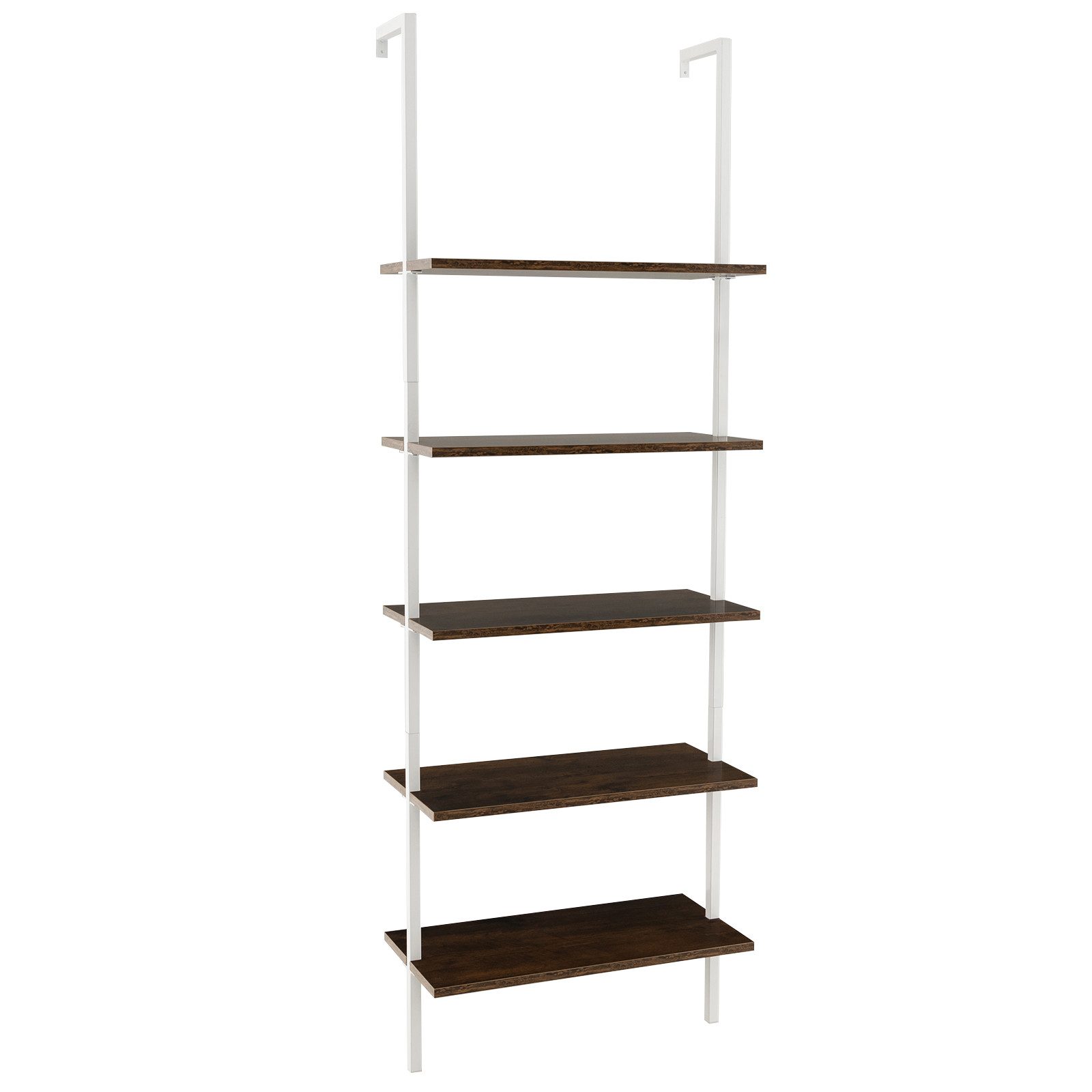 COSTWAY Leiterregal 5 Ebene Bücherregal, mit Metallrahmen, 180cm