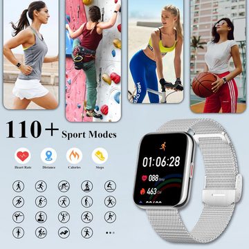 Betatree 100+ Sport Anrufen und WhatsApp Funktion, Sprachassistent Smartwatch (1,85 Zoll, Android/iOS), mit Herzfrequenzmesser, Schlafmonitor, SpO2, Nicht stören Modus
