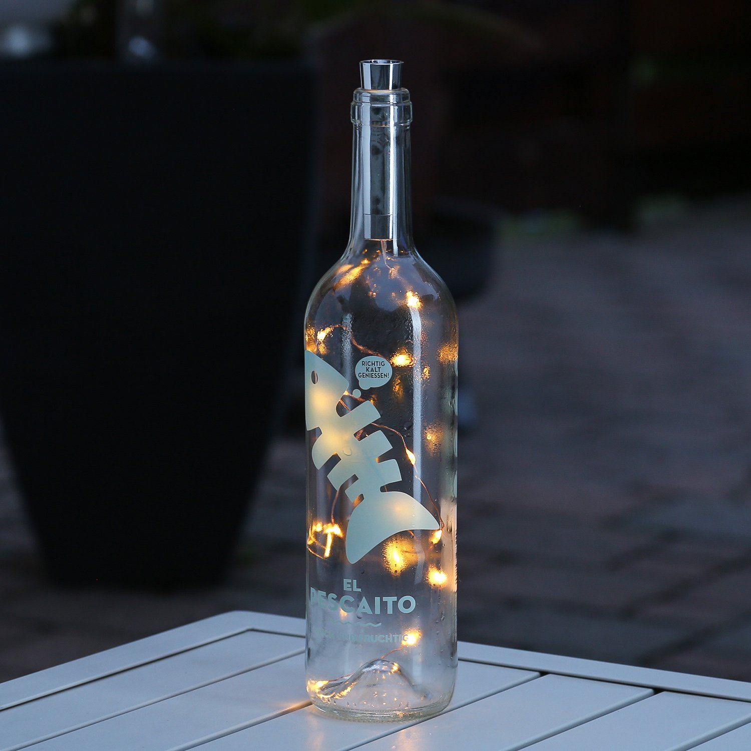 LED Lichterkette Korken Sterne - Flaschenlicht - 8 warmweiße LED