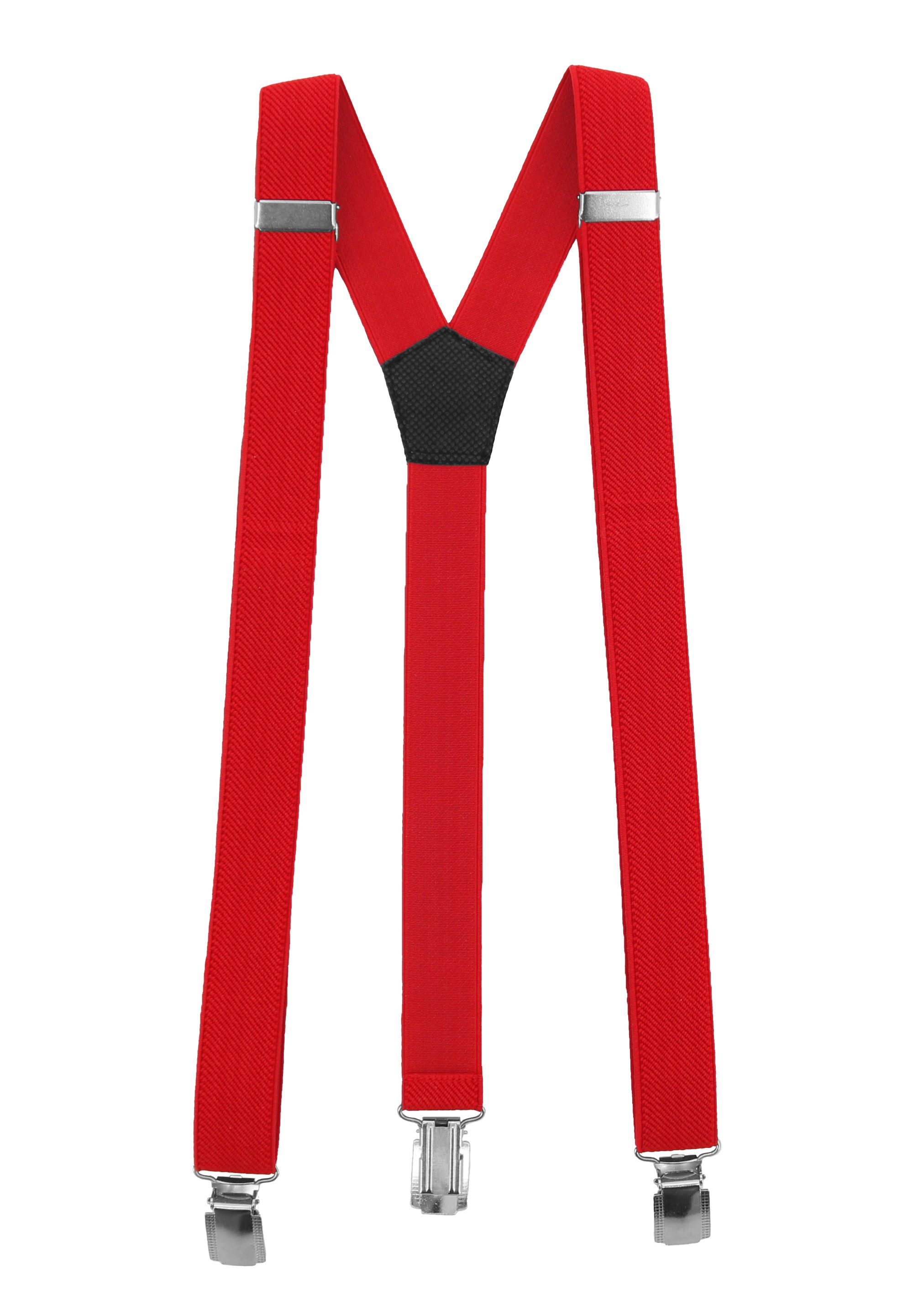 Fabio Farini Hosenträger Schmales Y-Design mit 3cm Breite verstellbar mit extra starken Clipverschluss, Rot