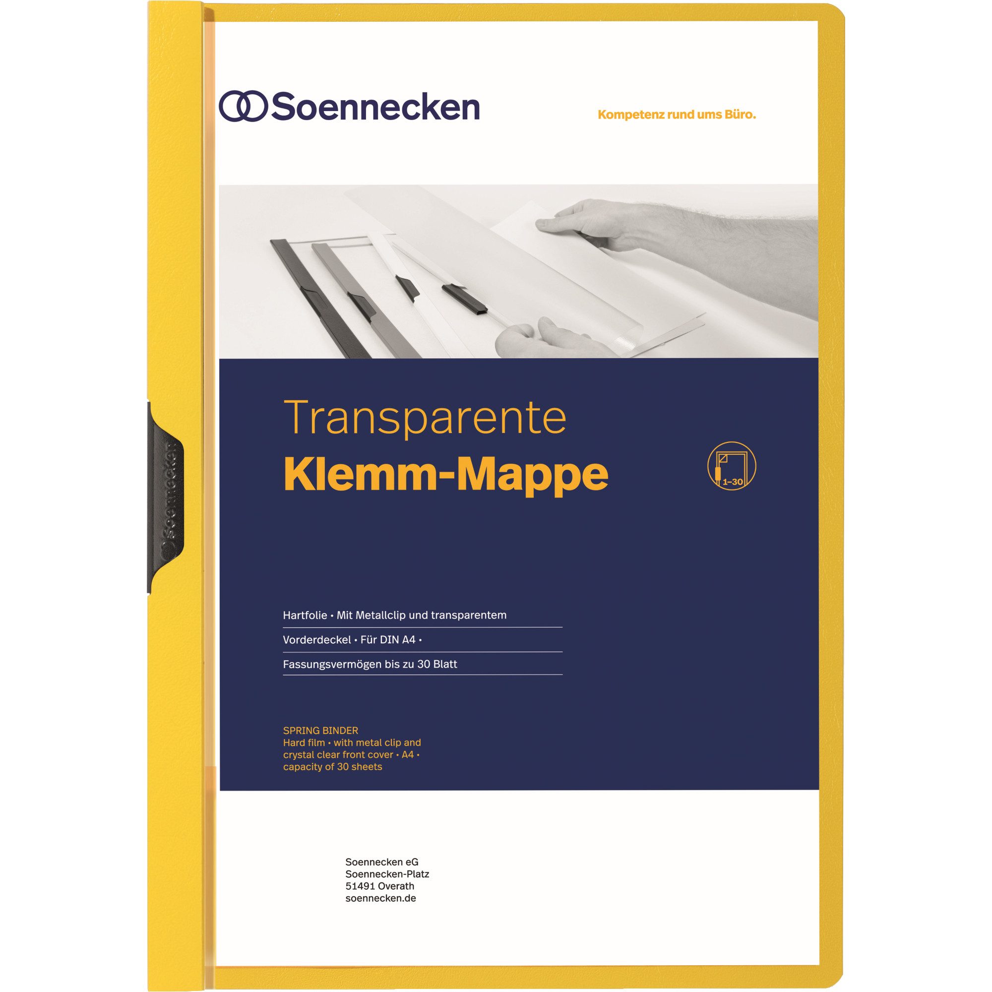 Soennecken Hefter Klemmmappe 3315 DIN A4 bis 30 Blatt PVC gelb