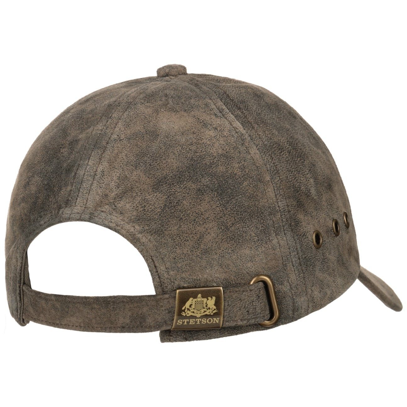 (1-St) Ledercap Baseball Stetson dunkelbraun Metallschnalle Cap