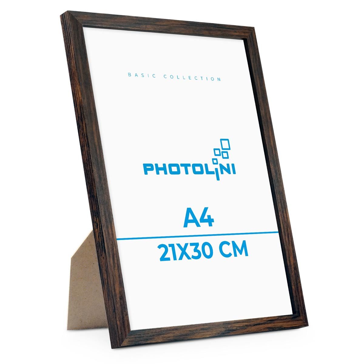 PHOTOLINI Bilderrahmen modern mit bruchsicherem Acrylglas, Holz MDF für Fotos & Poster, für 1 Bilder (1 Einzelrahmen), Posterrahmen A4 21x30 cm zum Aufhängen & Aufstellen