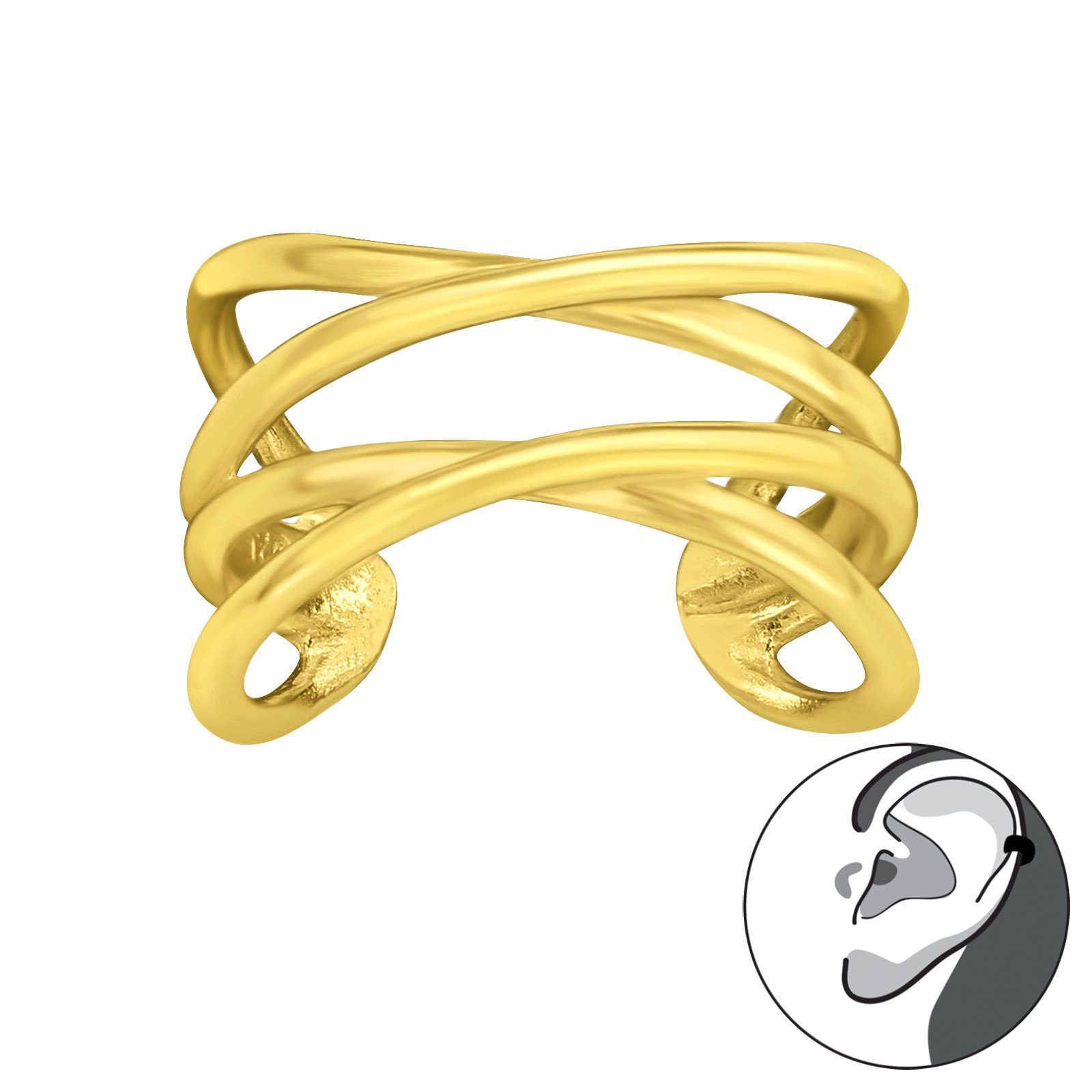 4 Ohrklemme ALEXANDER LINE in Gold Cuff gekreuzt YORK Ear