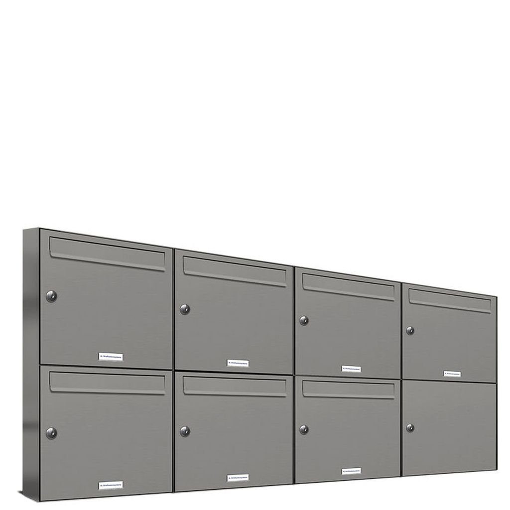 AL Briefkastensysteme Wandbriefkasten 7er Premium Briefkasten Aluminiumgrau RAL 9007 für Außen Wand 4x2