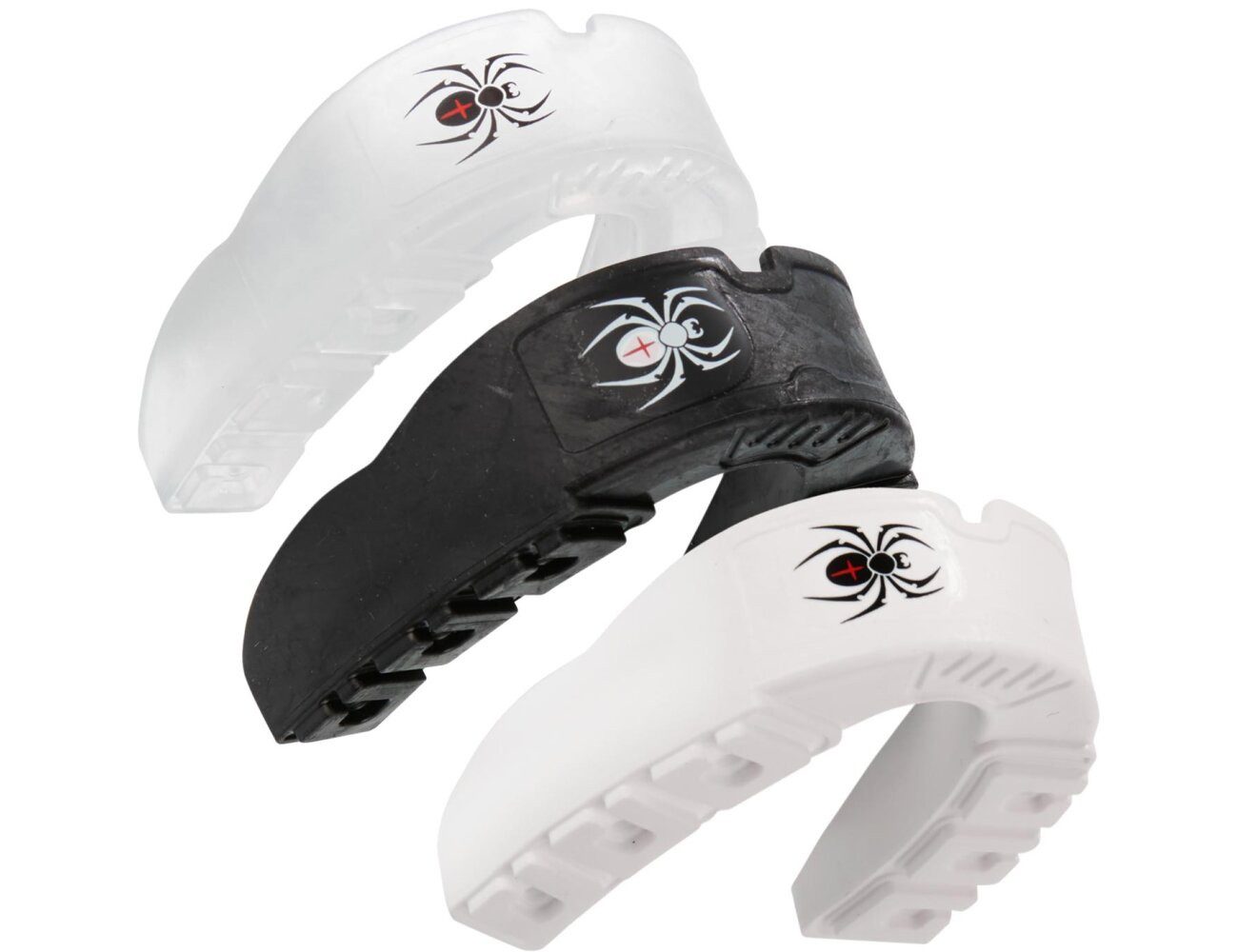 BAY-Sports Zahnschutz Zahnschützer Spinne Spider Smile Kinder Erwachsene (mit Dose, weiß, schwarz, transparent), gute Passform Zähne geschützt detaillierte Anleitung Kinder Erwachsene