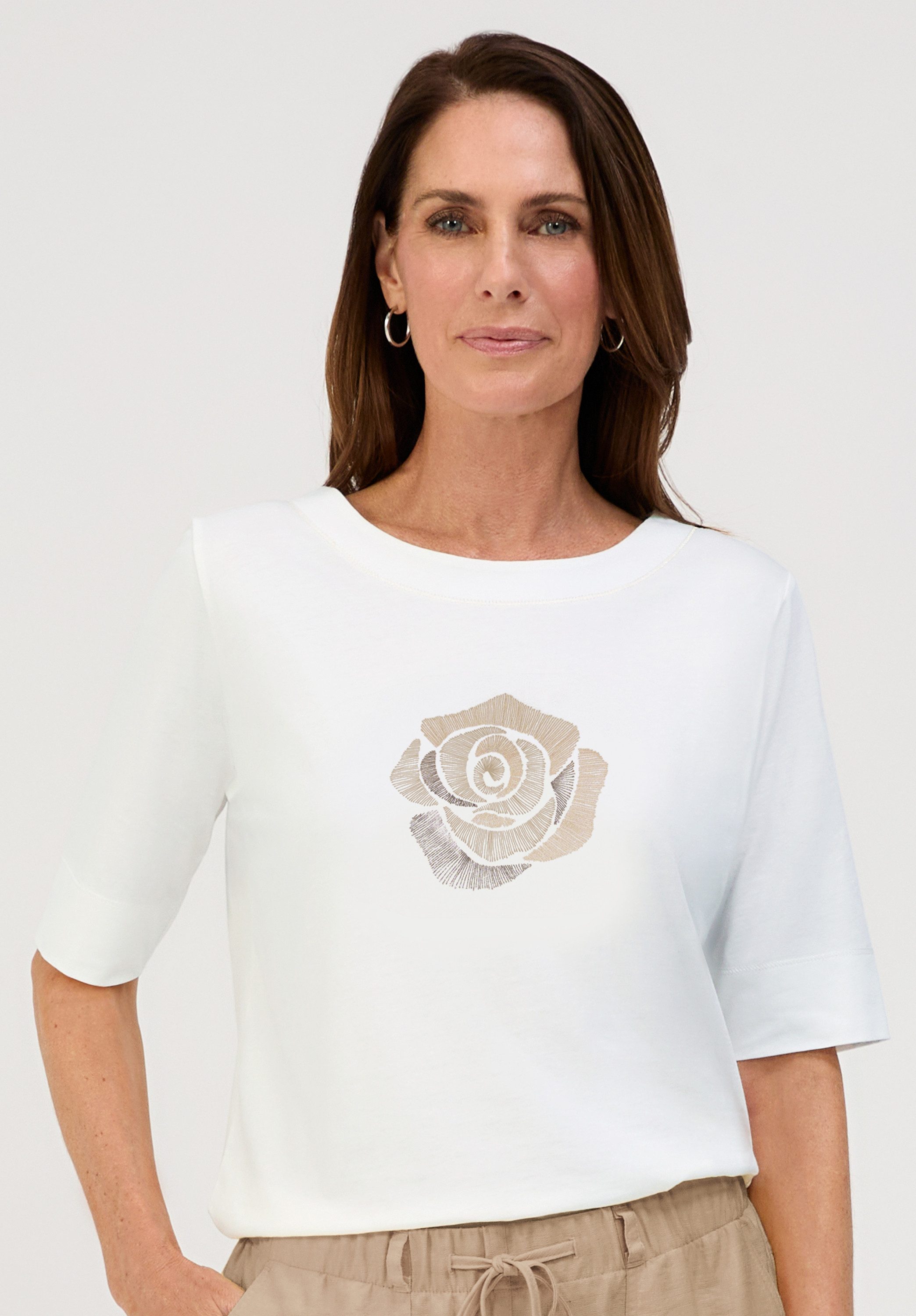 bianca Print-Shirt DINIA mit dezenten grafischem Blumen-Motiv