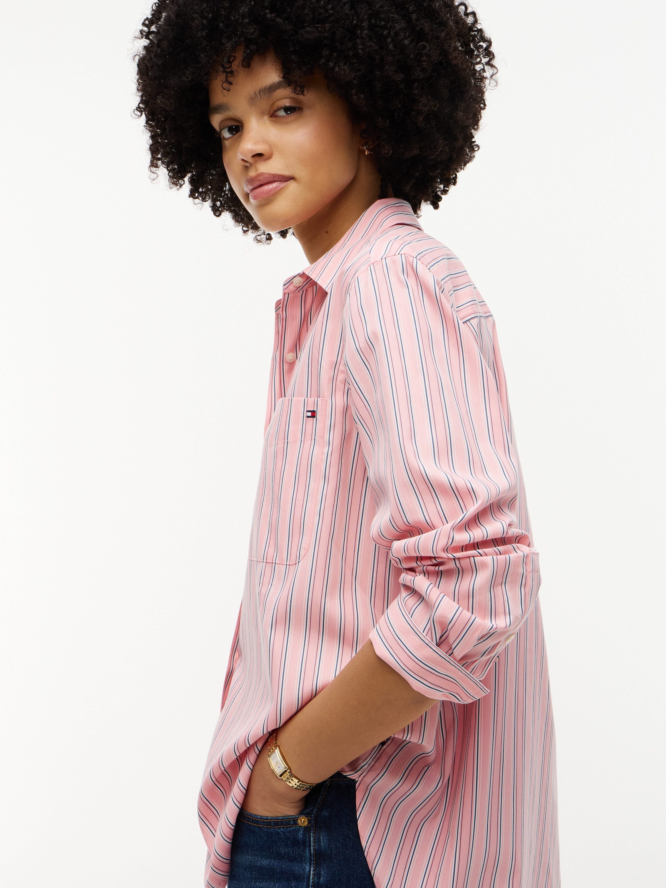Tommy Hilfiger Langarmbluse ESS POPLIN EASY FIT SHIRT Baumwolle – Bild 2 von 5
