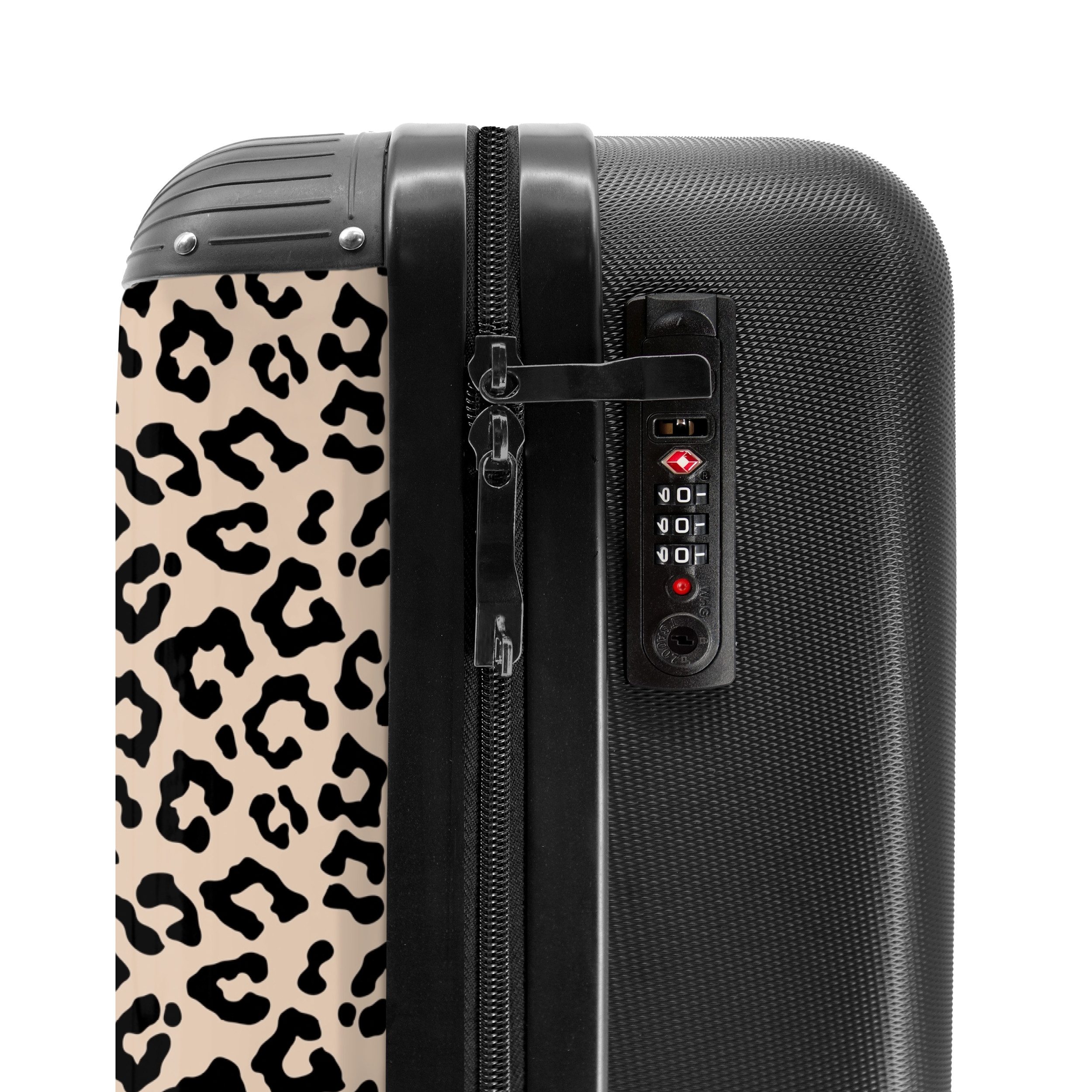 NoBoringSuitcases.com© Hartschalen-Trolley Beige mit schwarzem Pantherdruck 55x35x20cm, Handgepäck Koffer & Trolleys, Luggage, Reisekoffer Frauen – Bild 5 von 5