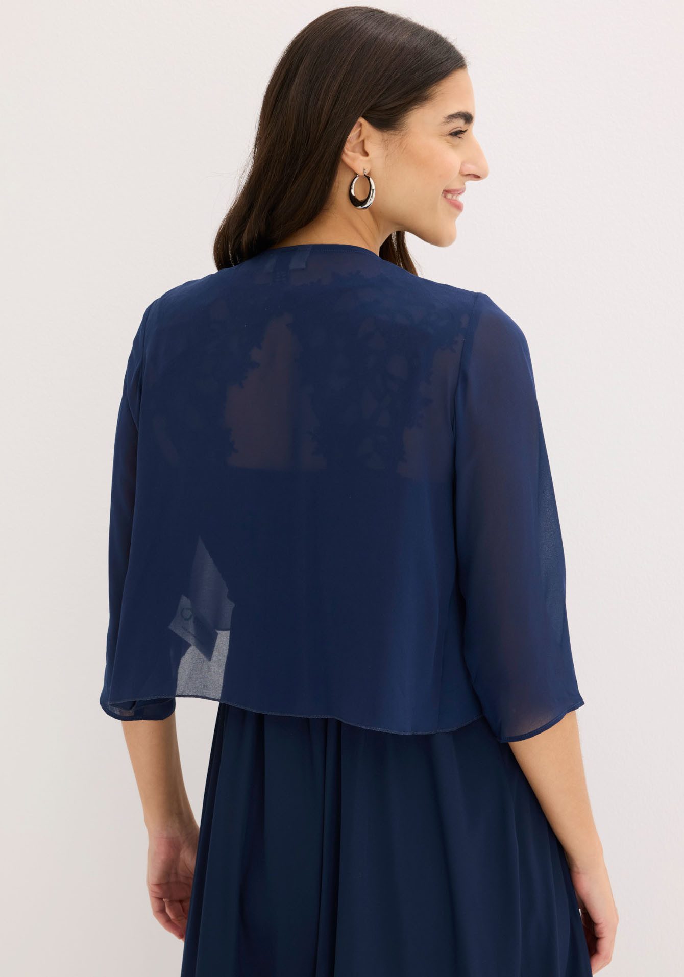 bonprix Boleroblazer für festliche Anlässe und Hochzeiten, 3/4-Ärmel, Wasserfallkragen